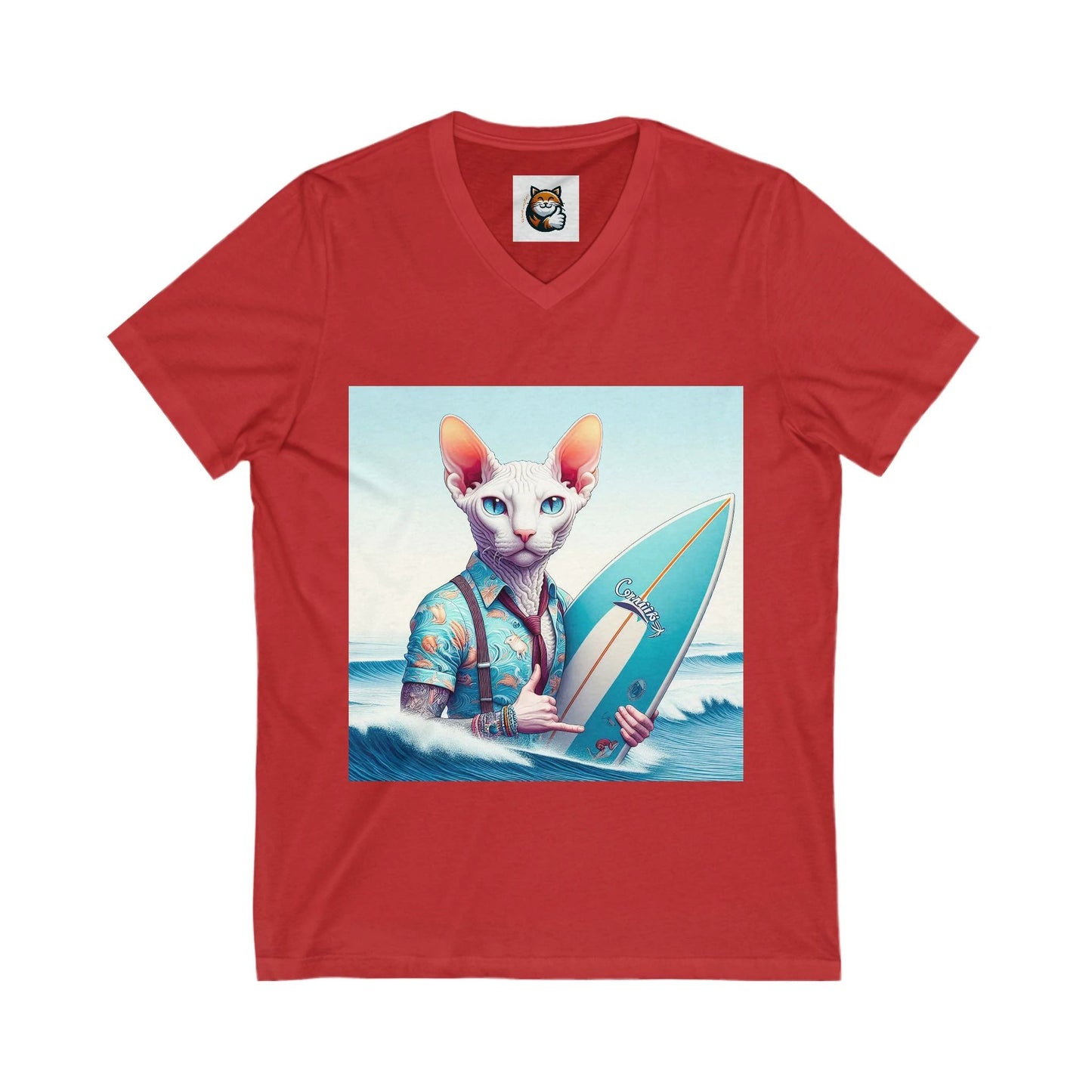 Cornish Rex Cat surfer Tee by Printify
