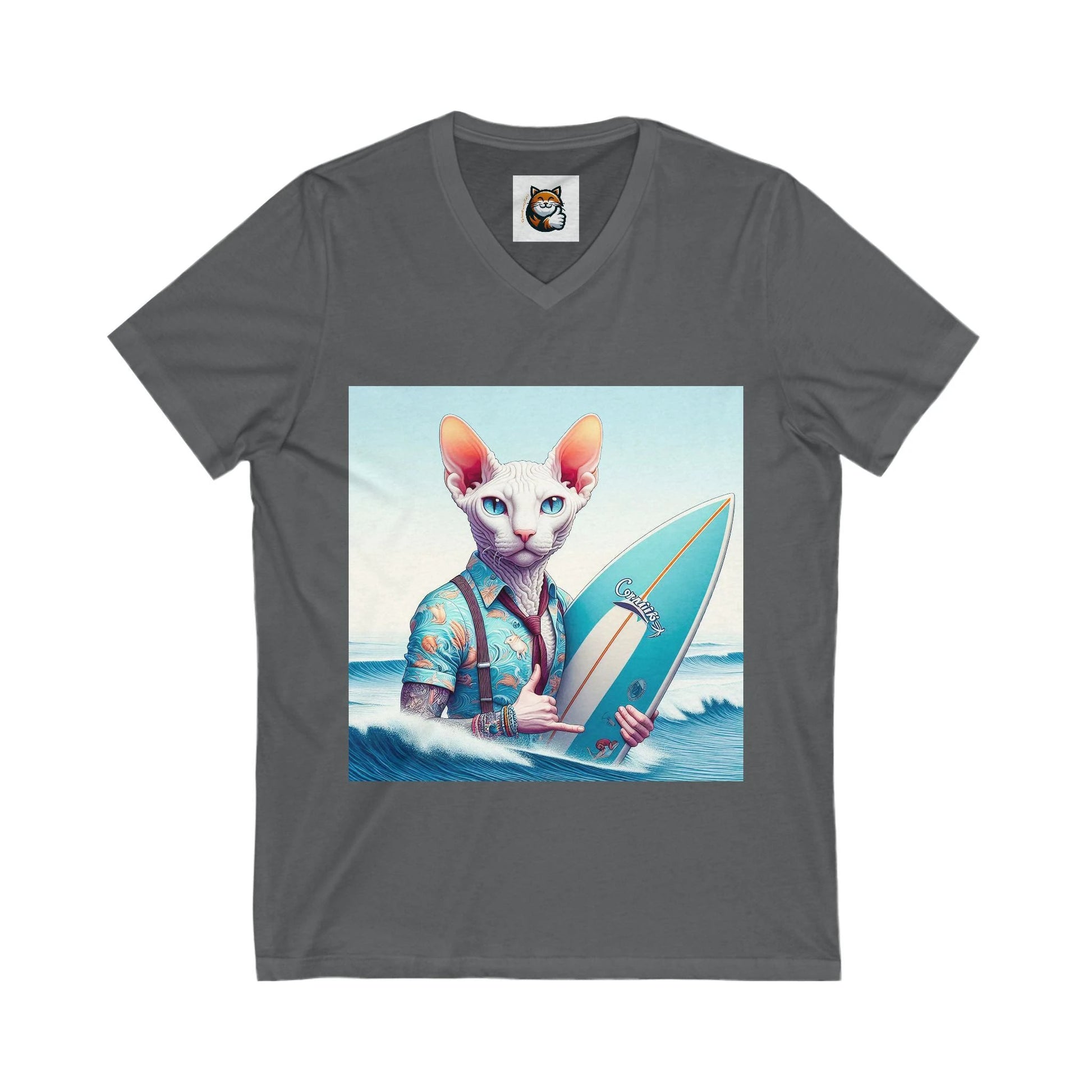 Cornish Rex Cat surfer Tee by Printify