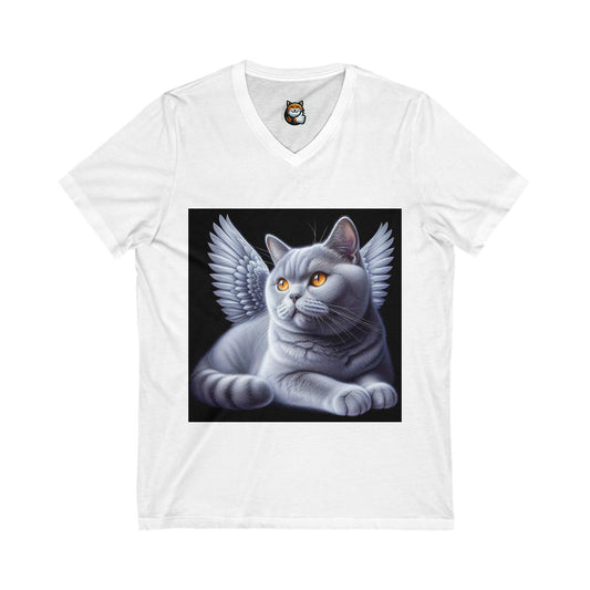 British Shorthair angel Jersey Short Sleeve V-Neck Tee