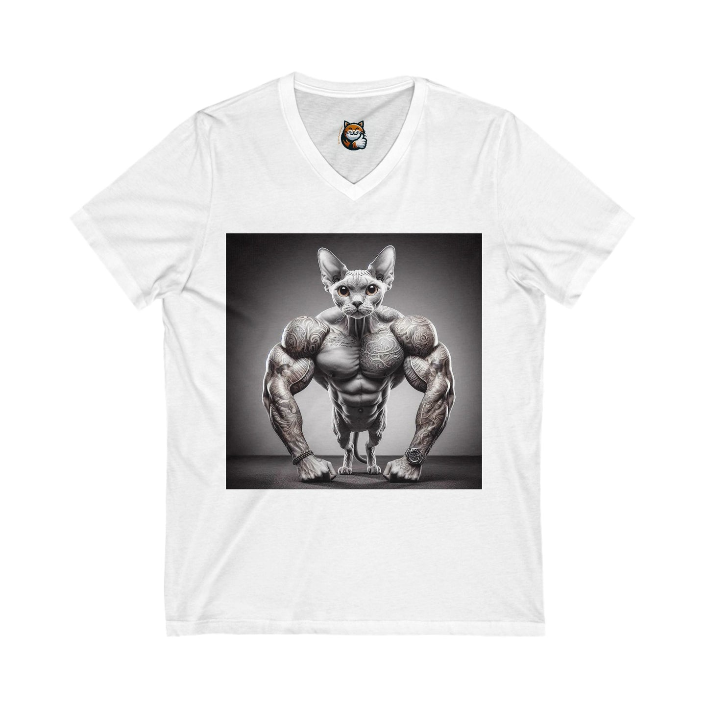 Devon Rex Cat Unisex Jersey Short Sleeve V-Neck Tee