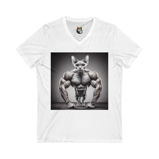 Devon Rex Cat Unisex Jersey Short Sleeve V-Neck Tee