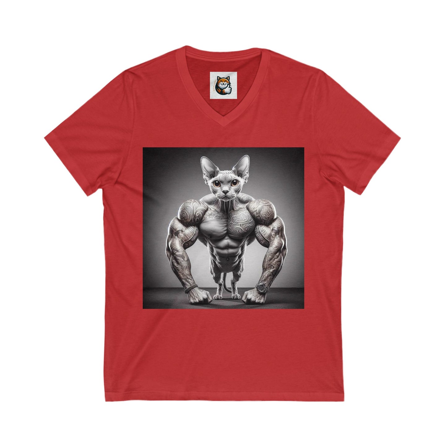 Devon Rex Cat Unisex Jersey Short Sleeve V-Neck Tee