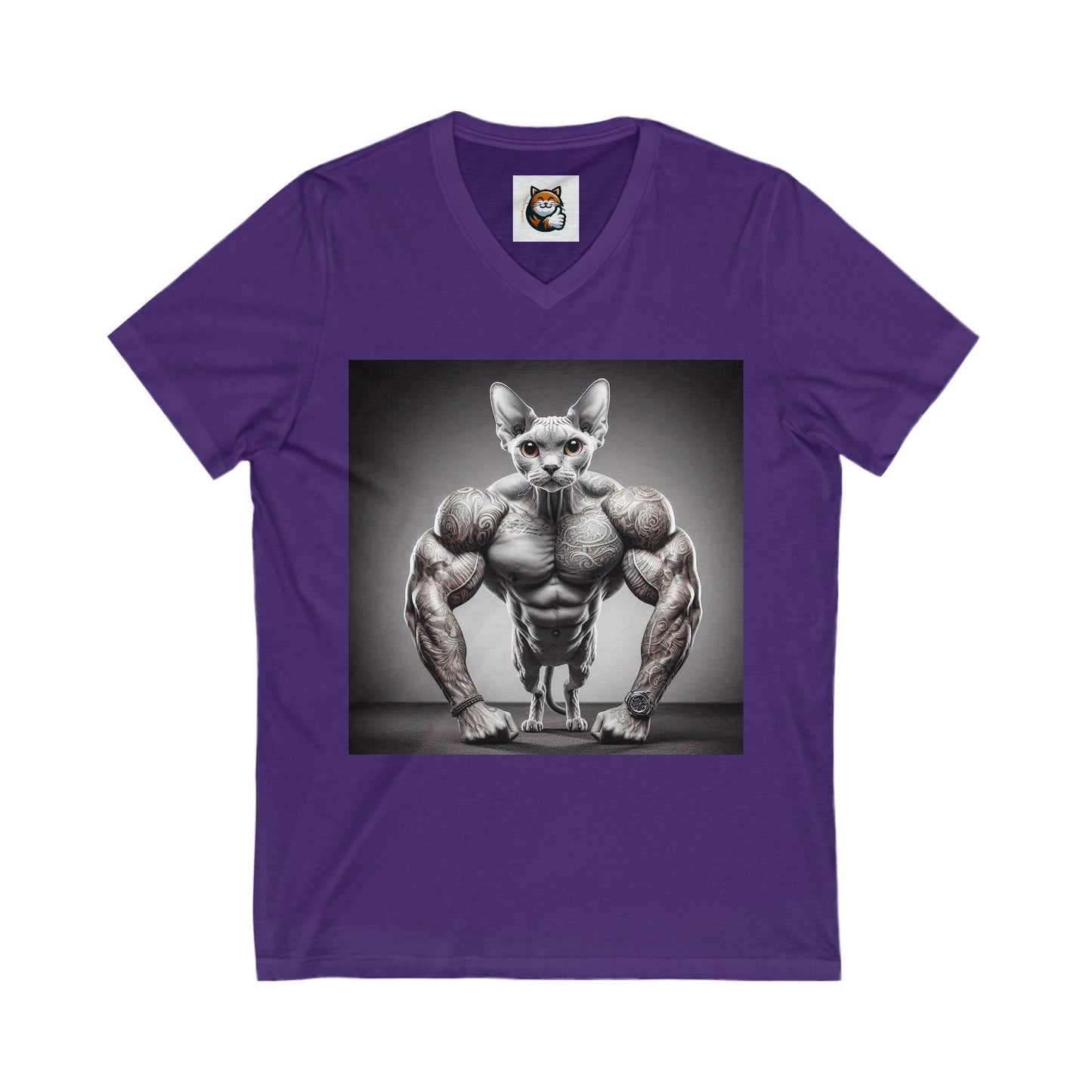 Devon Rex Cat Unisex Jersey Short Sleeve V-Neck Tee