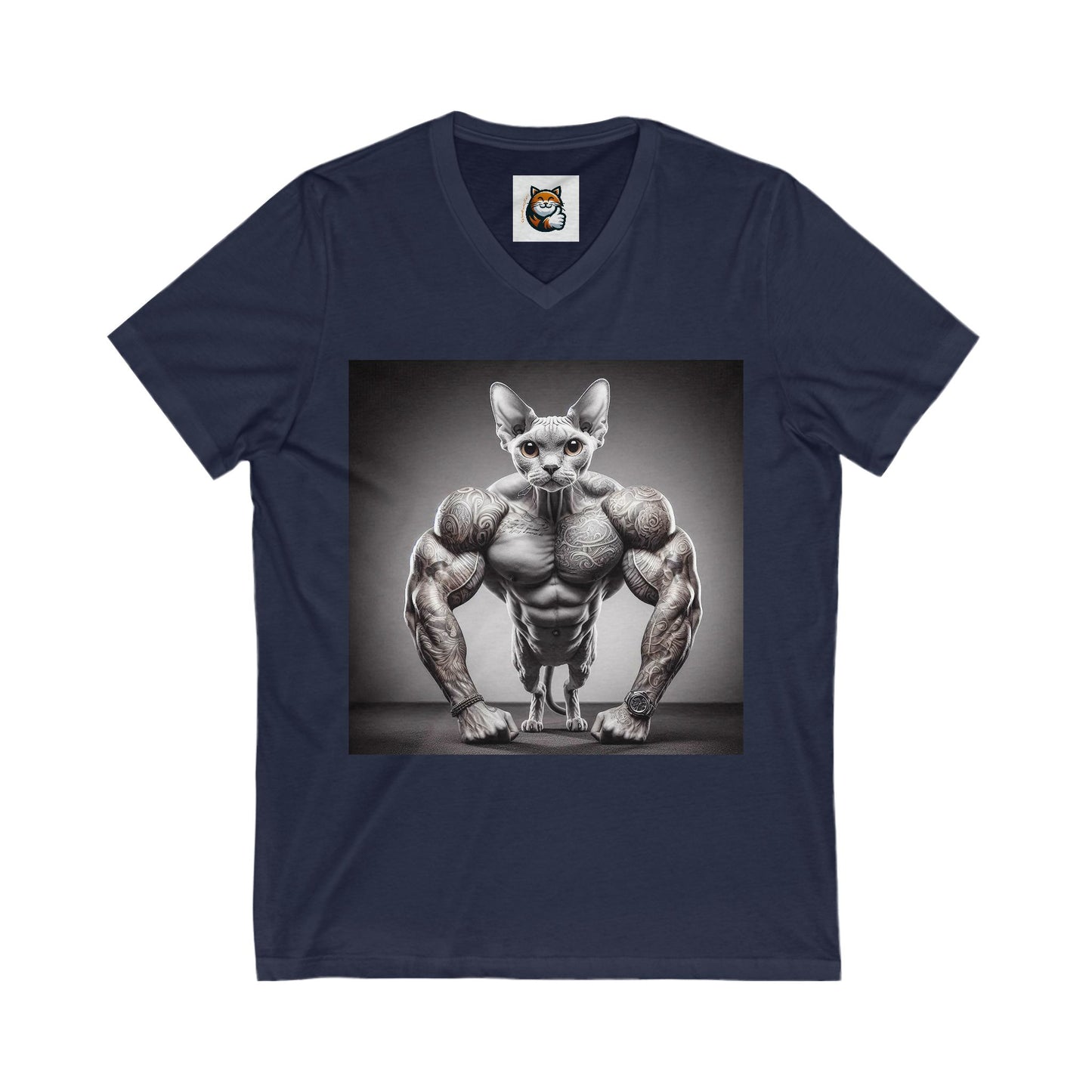 Devon Rex Cat Unisex Jersey Short Sleeve V-Neck Tee