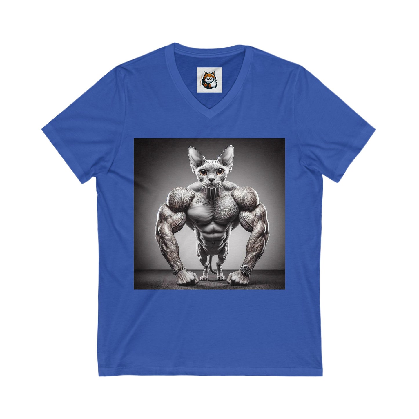 Devon Rex Cat Unisex Jersey Short Sleeve V-Neck Tee