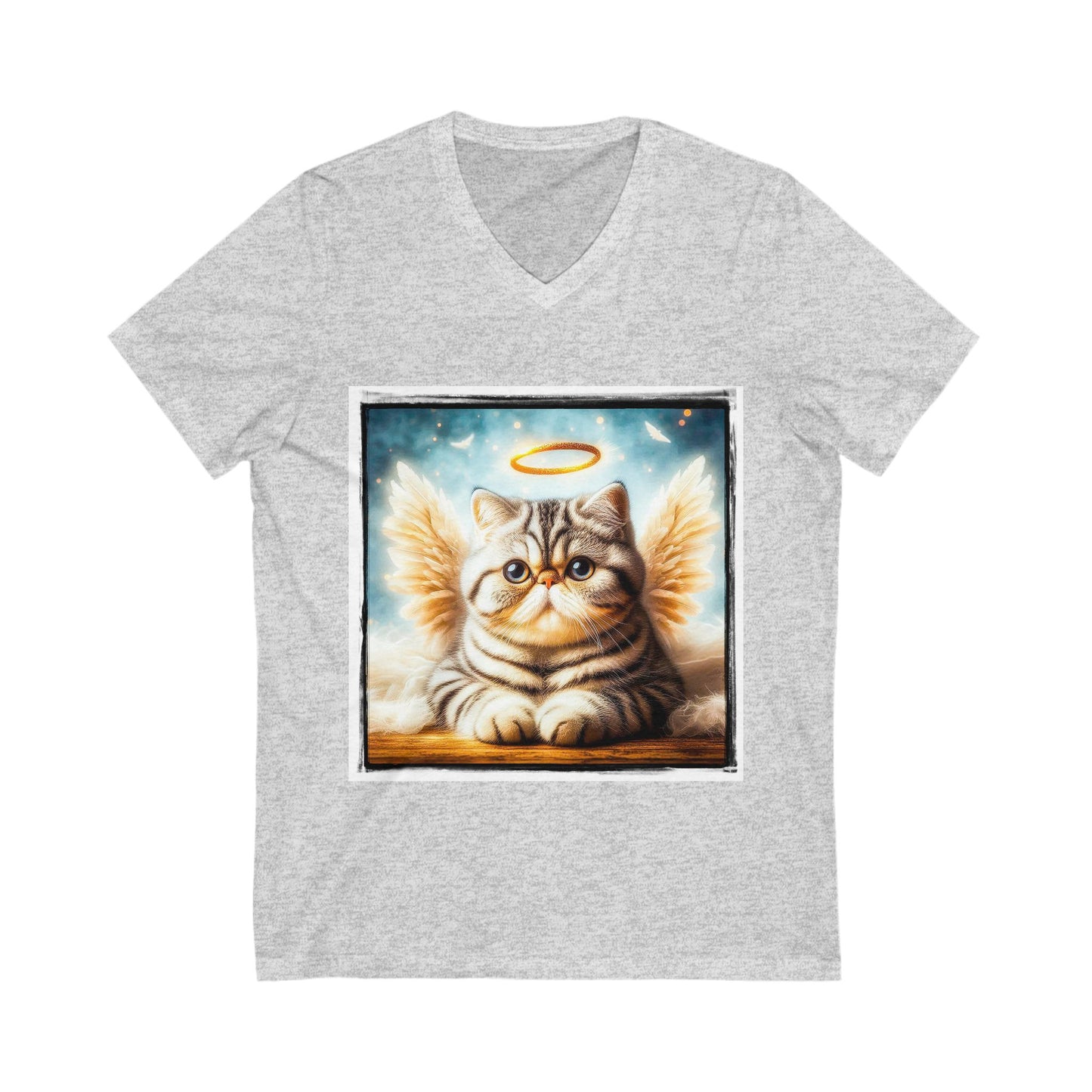 Exotic Shorthair Cat fluffy Angel Short Sleeve V-Neck Tee