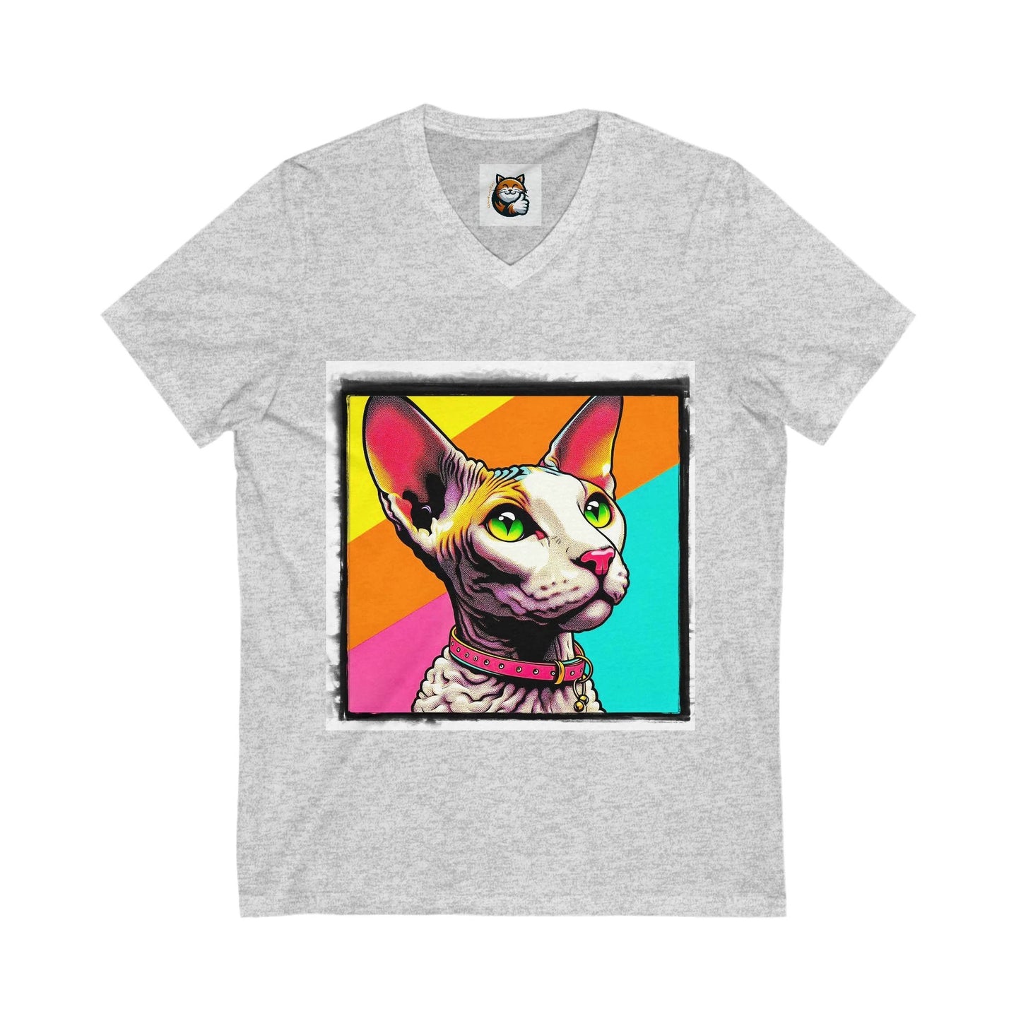Cornish Rex Cat Unisex Jersey Short Sleeve V-Neck Tee by Printify