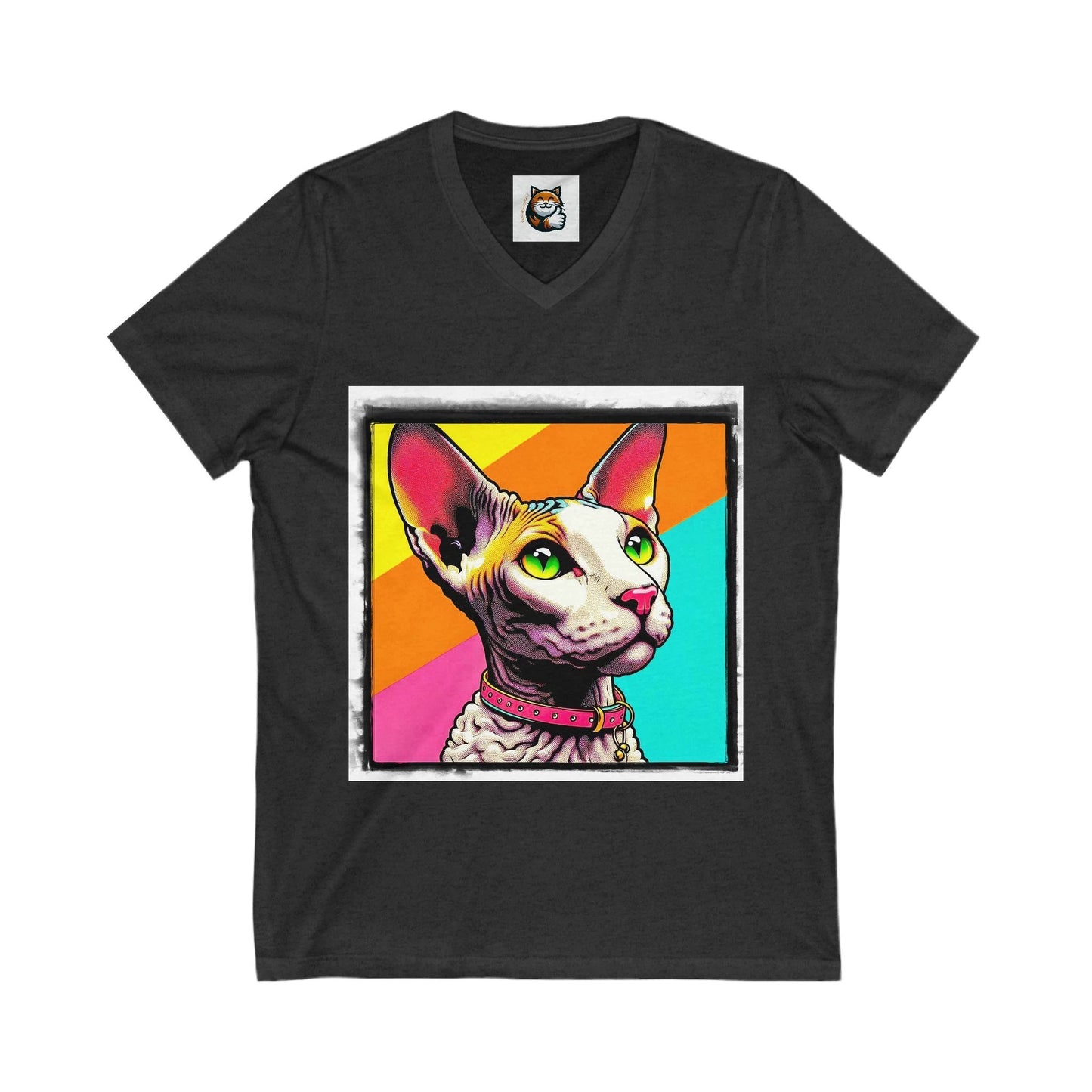 Cornish Rex Cat Unisex Jersey Short Sleeve V-Neck Tee by Printify