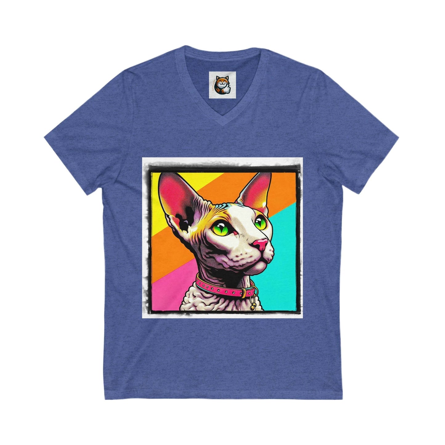 Cornish Rex Cat Unisex Jersey Short Sleeve V-Neck Tee by Printify