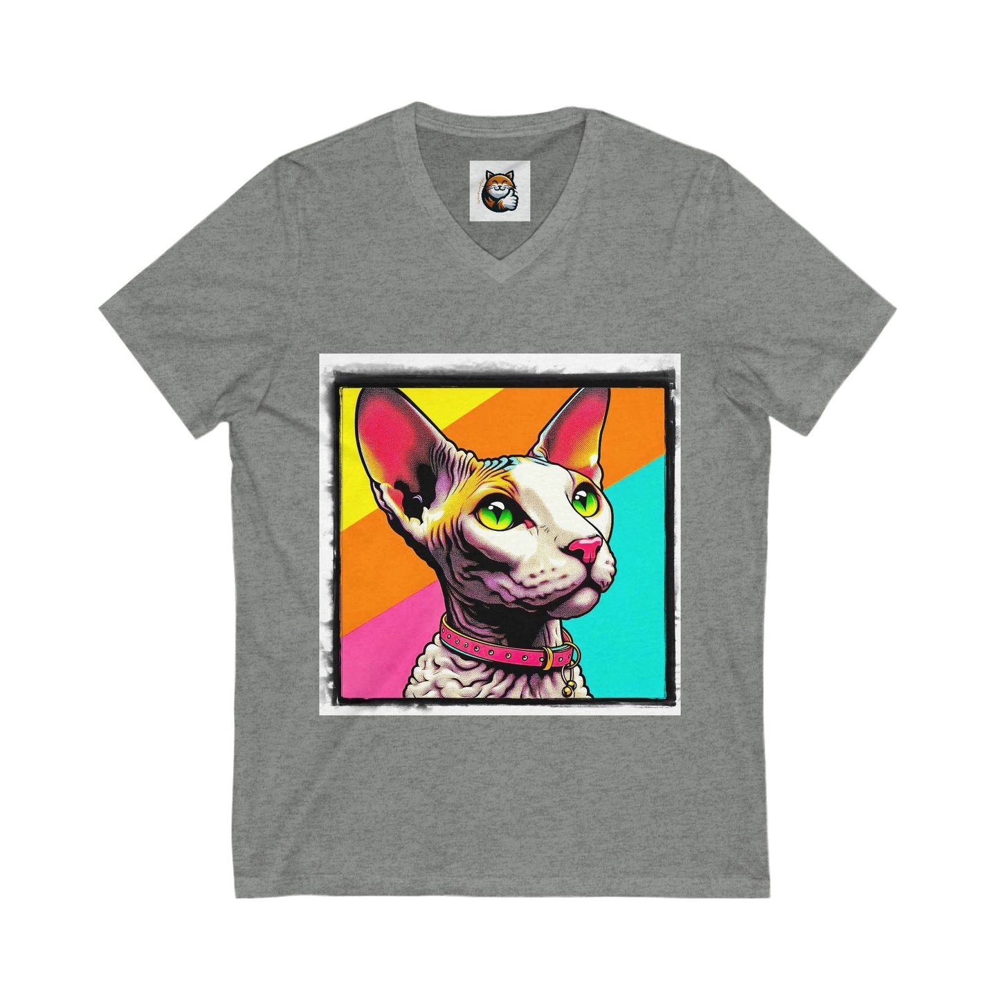 Cornish Rex Cat Unisex Jersey Short Sleeve V-Neck Tee by Printify