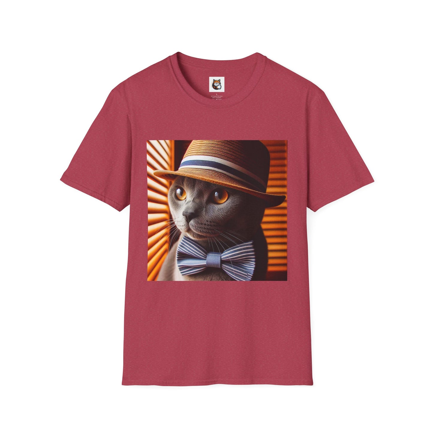 Russian Blue Cat hat and bow tie  T-Shirt
