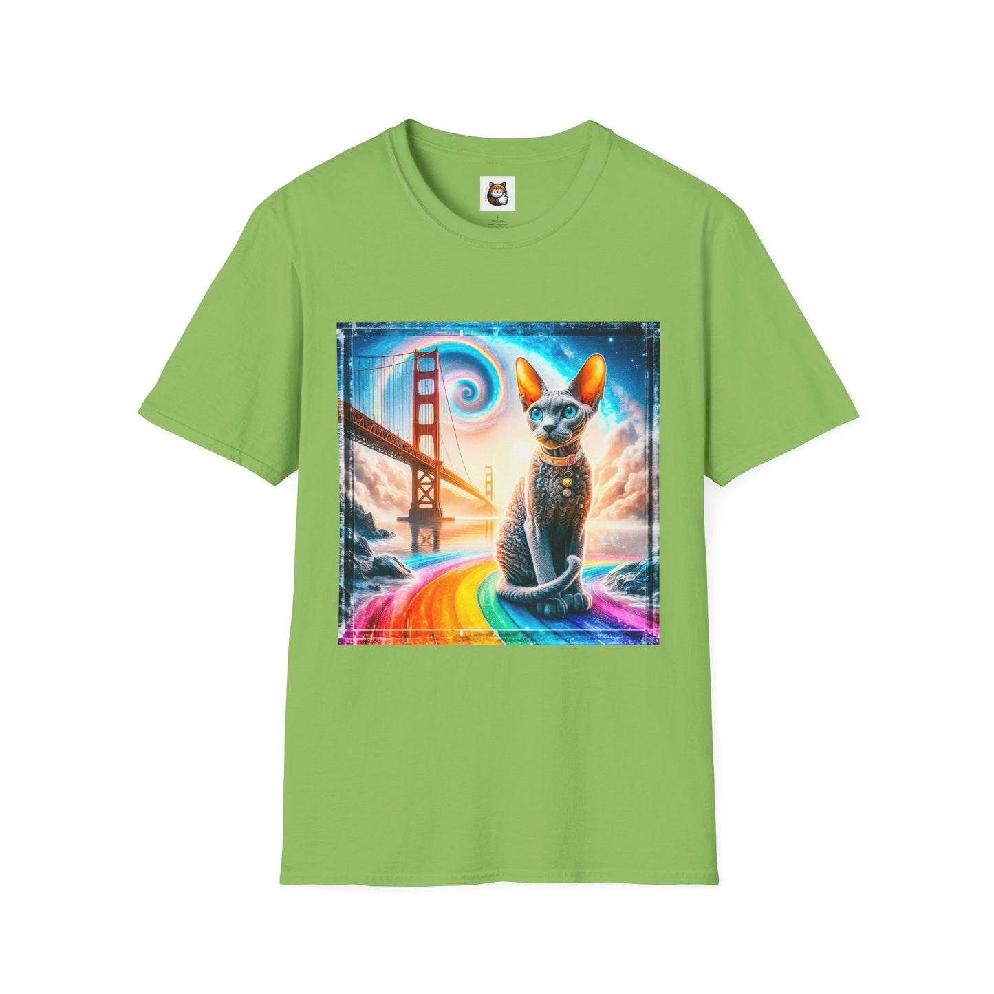 Devon Rex Unisex rainbow bridge Softstyle T-Shirt