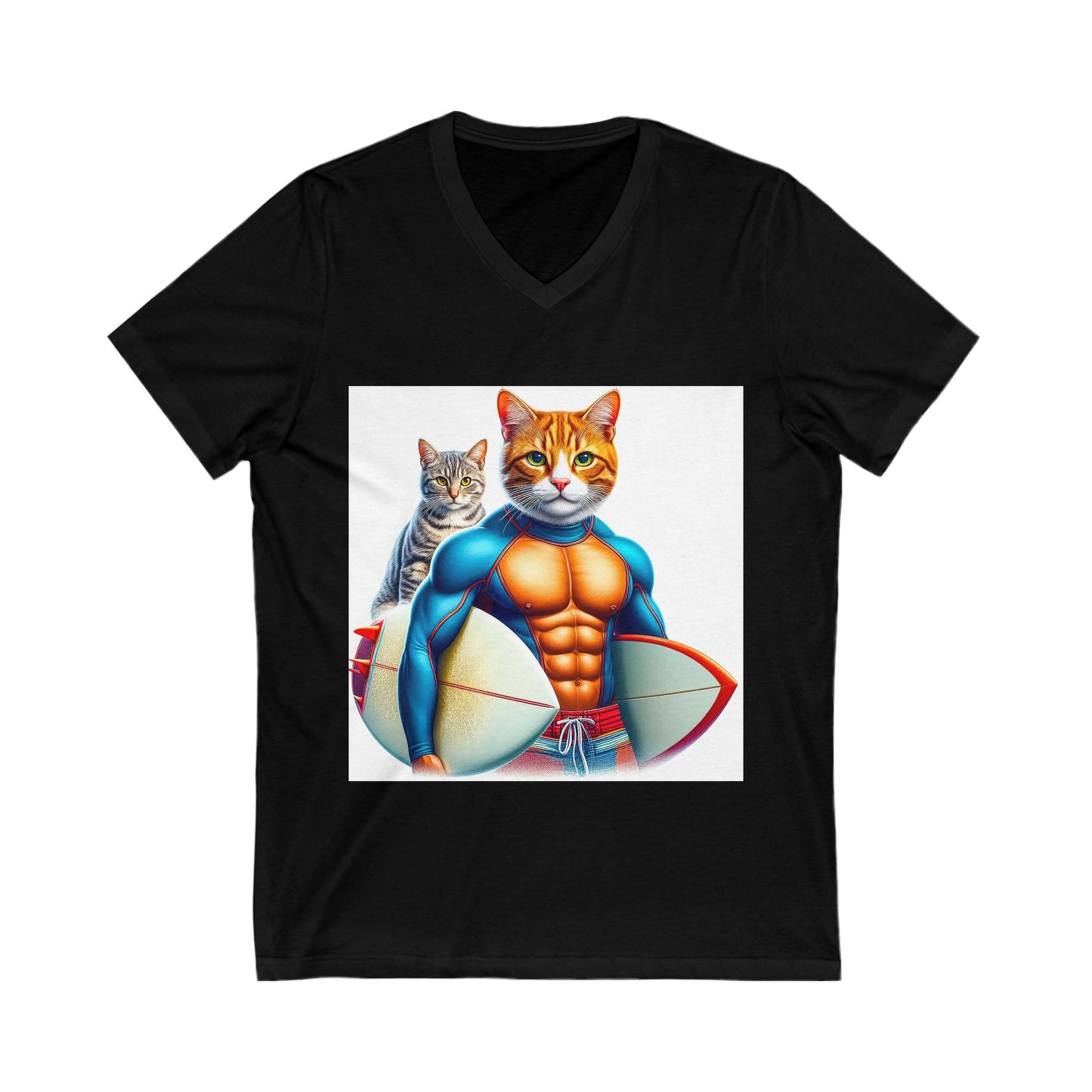 Domestic Cat Unisex Jersey Short Sleeve V-Neck Tee