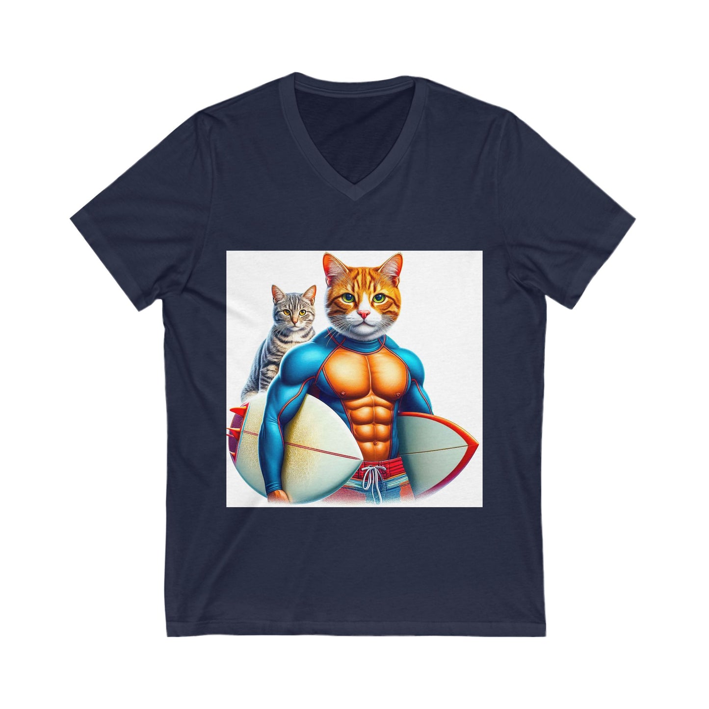 Domestic Cat Unisex Jersey Short Sleeve V-Neck Tee