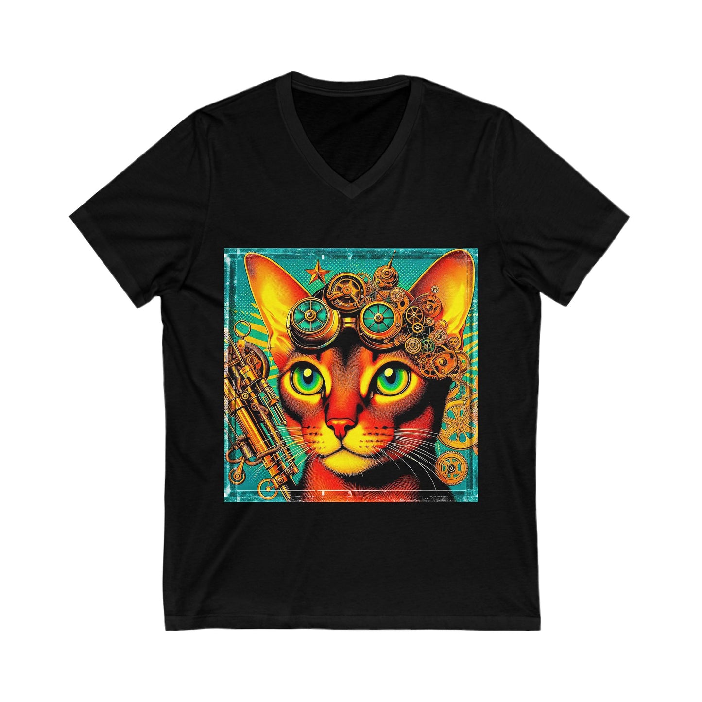 Abyssinian steam punk  Jersey Short Sleeve V-Neck Tee