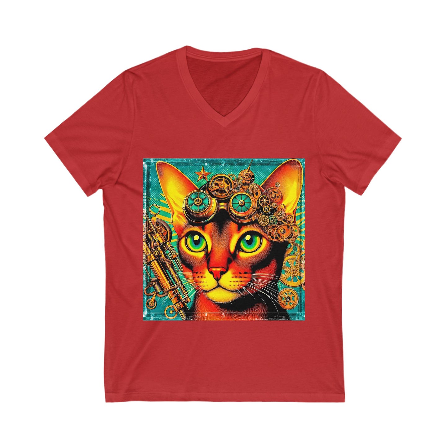 Abyssinian steam punk  Jersey Short Sleeve V-Neck Tee