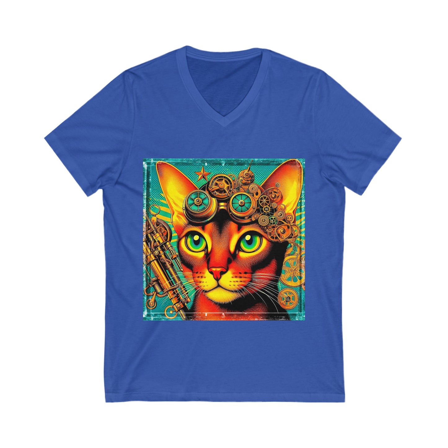 Abyssinian steam punk  Jersey Short Sleeve V-Neck Tee