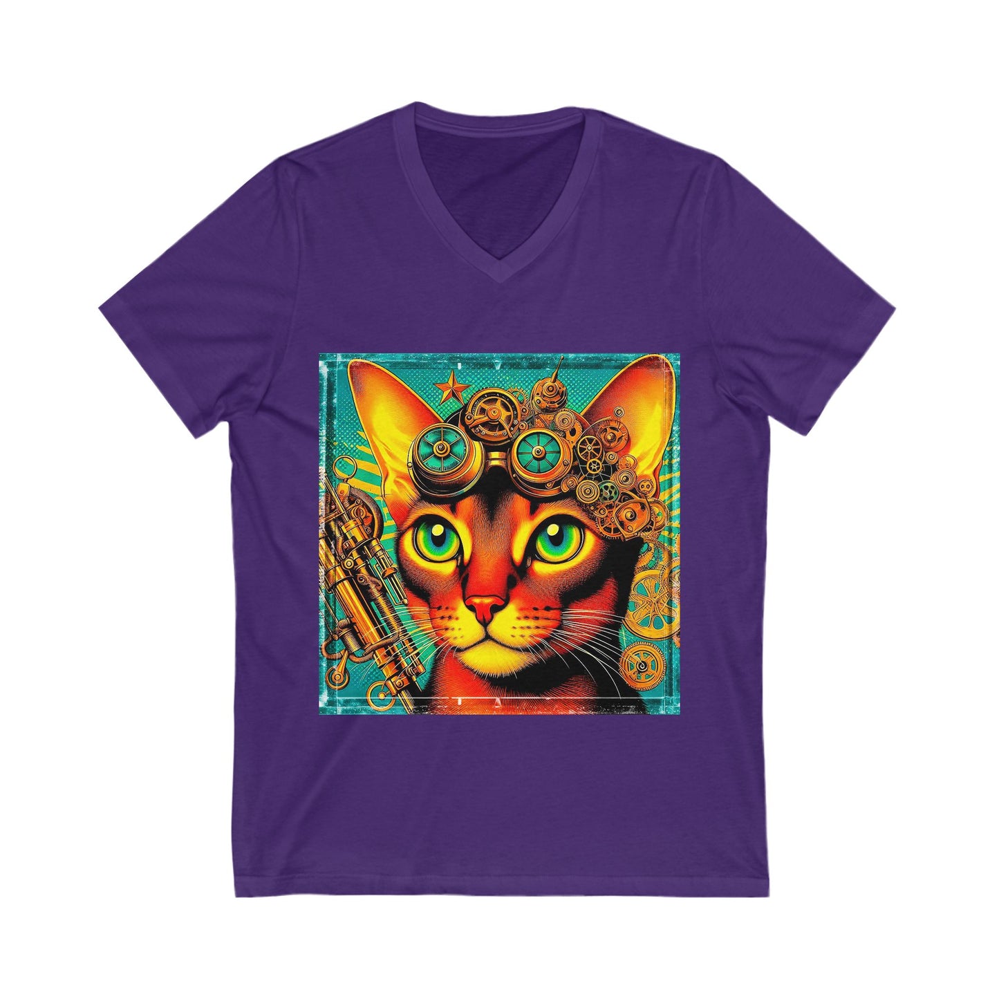 Abyssinian steam punk  Jersey Short Sleeve V-Neck Tee