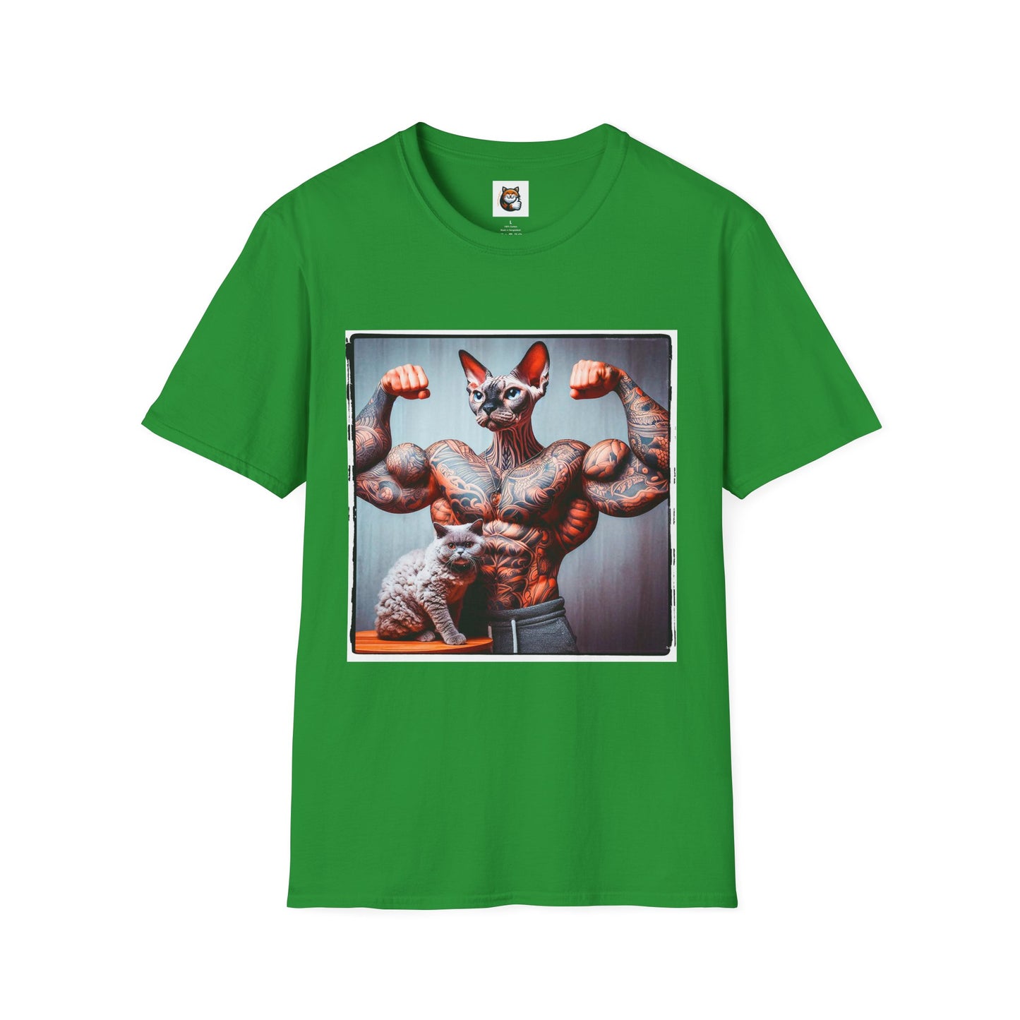 Devon Rex Cat muscles man  Softstyle T-Shirt