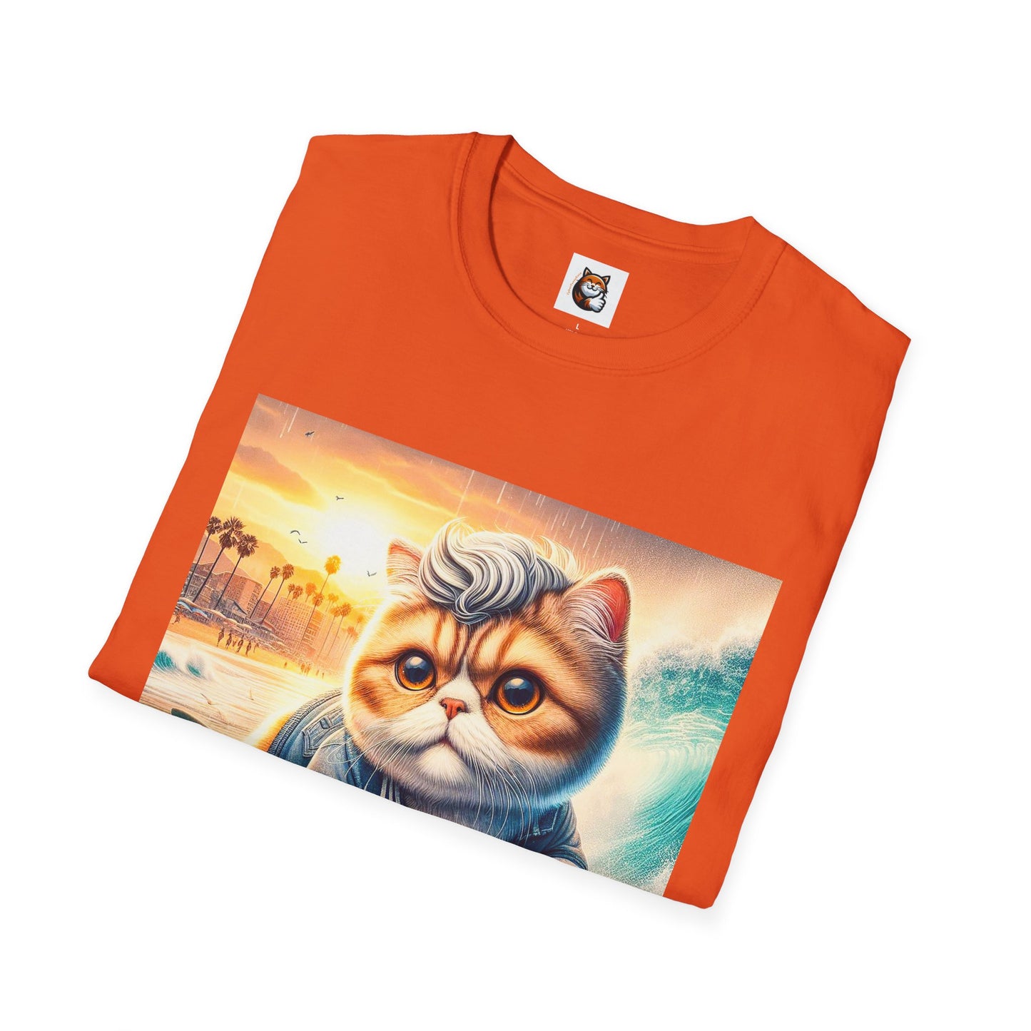 Selkirk Rex Cat T-Shirt -handsome surfer
