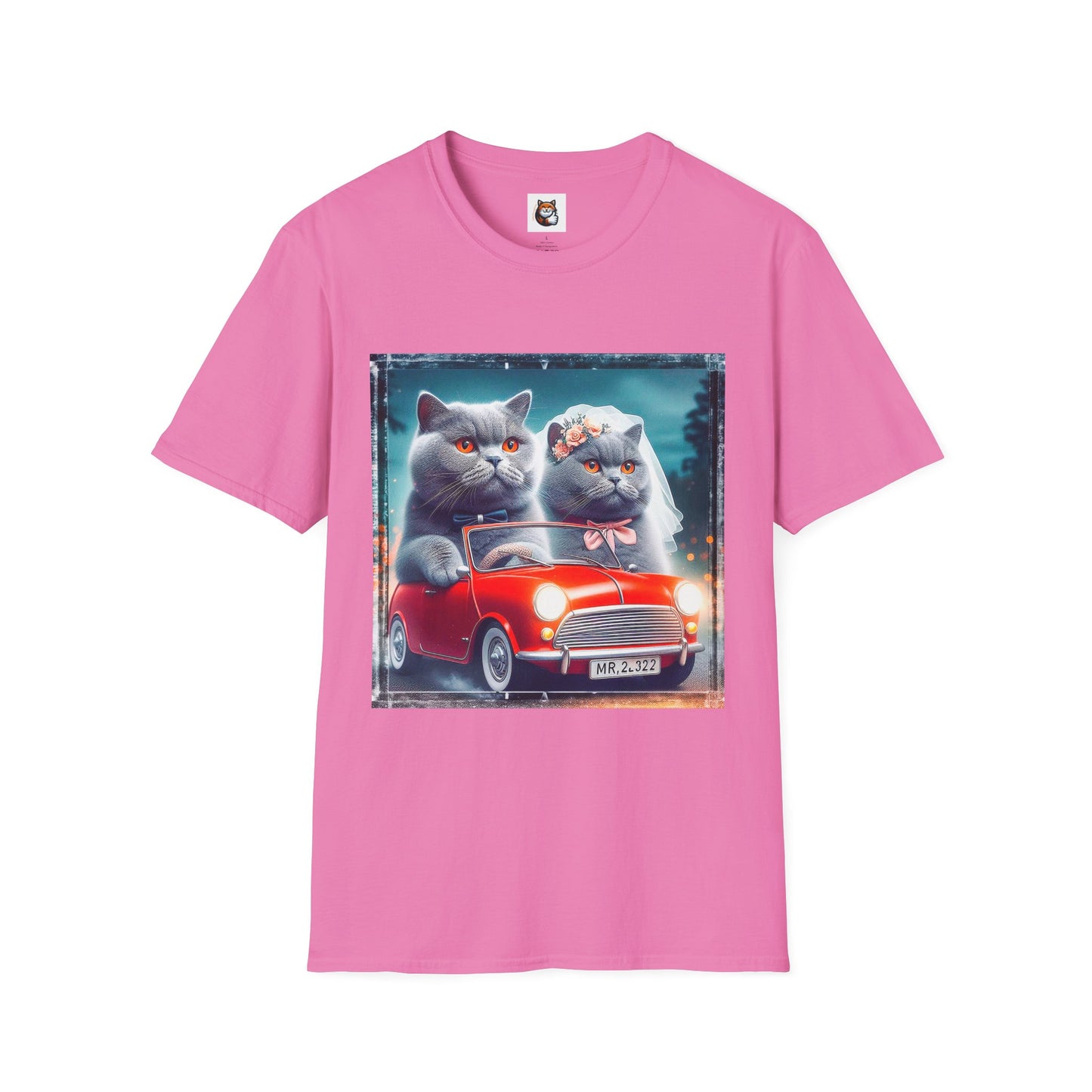 Wacky British Shorthair tiny red car Softstyle T-Shirt