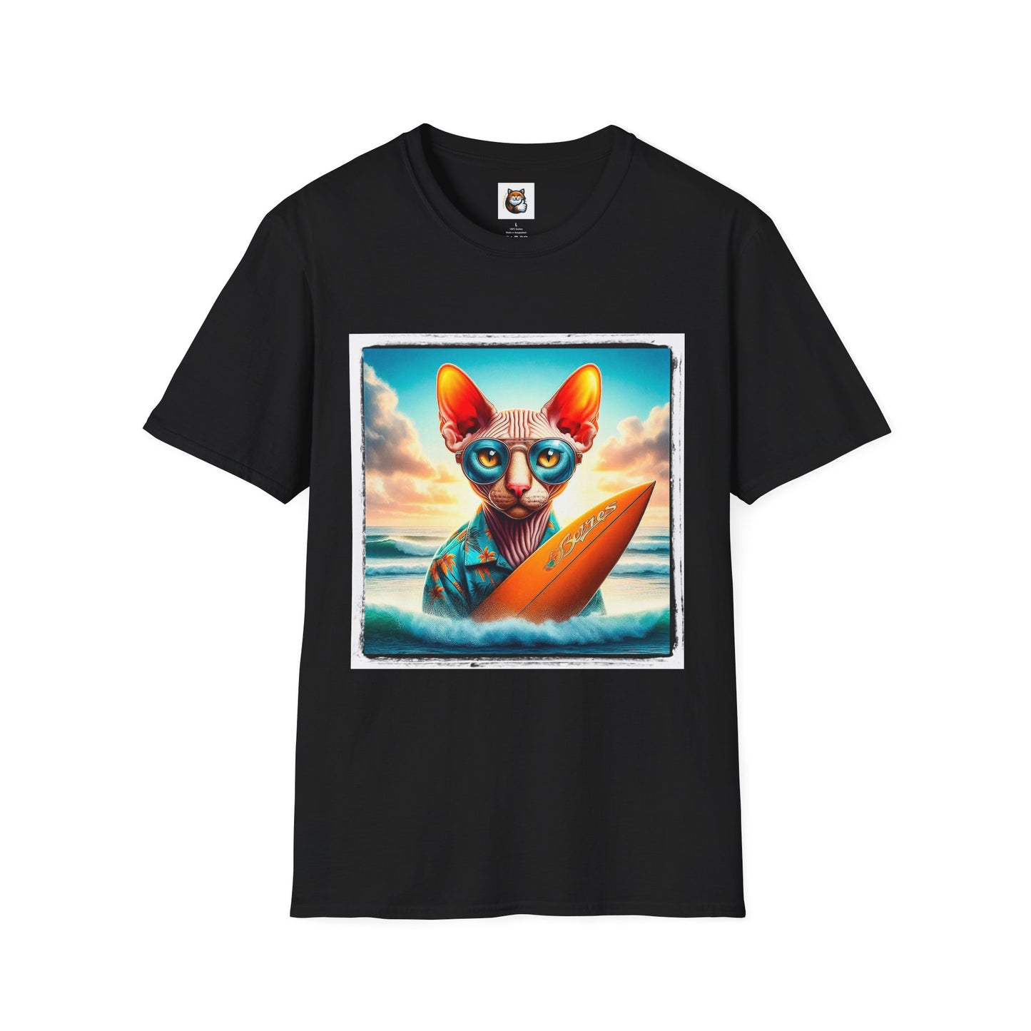 Cornish Rex Cat beach surfer  T-Shirt