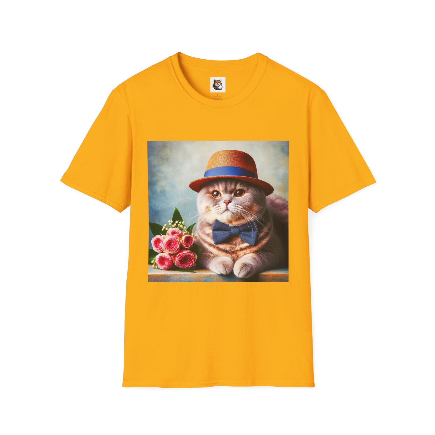 British Shorthair  hat and bow Unisex Softstyle T-Shirt