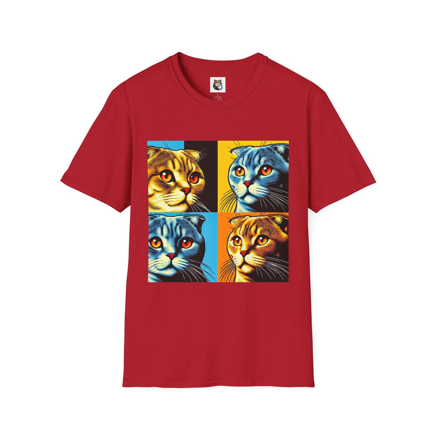 Scottish Fold Cat colorful squares  T-Shirt