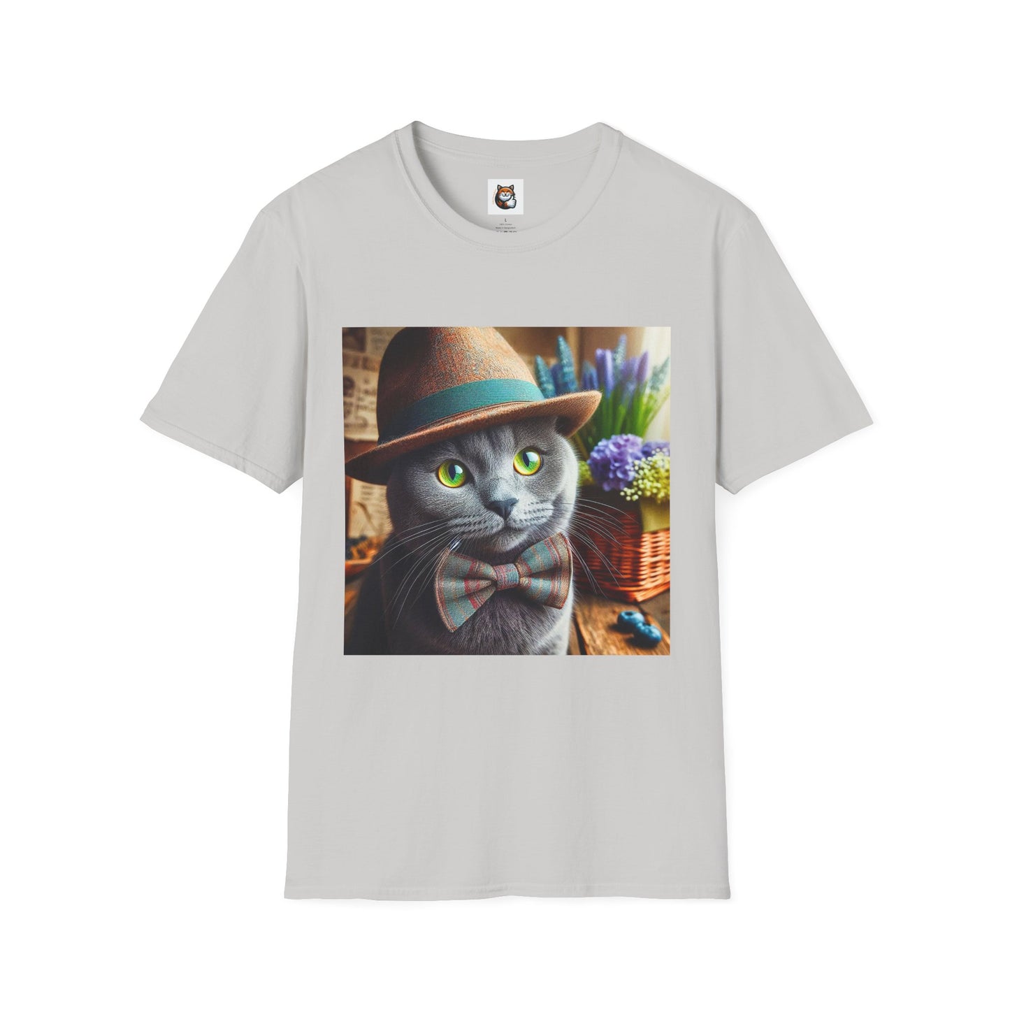 Russian Blue Cat hat and bow tie T-Shirt