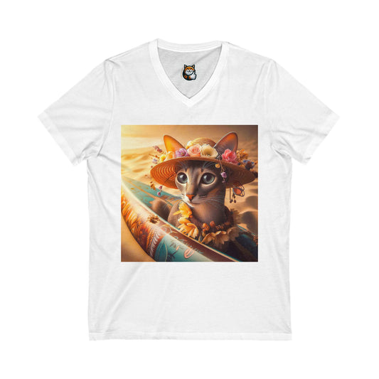 Oriental Shorthair Unisex Jersey Short Sleeve V-Neck Tee