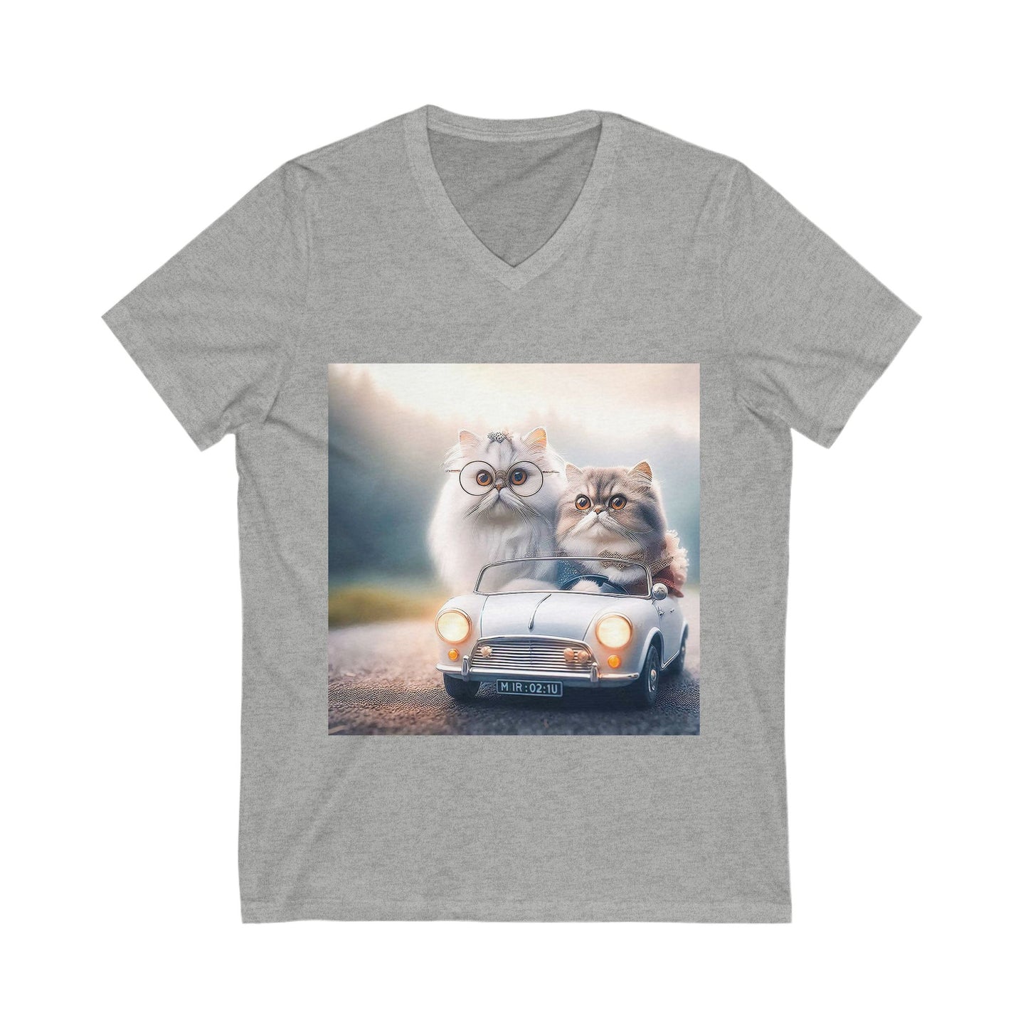 Wacky Persian Cat Unisex Jersey Short Sleeve V-Neck Tee