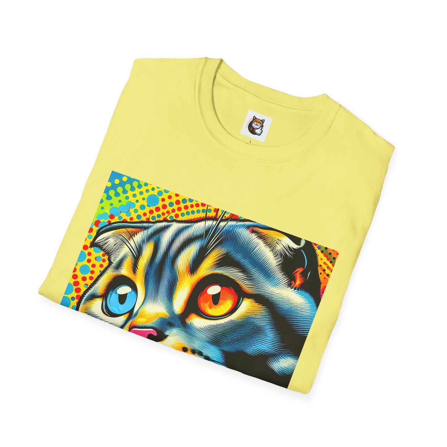 Scottish Fold Cat yellow comic book shirt