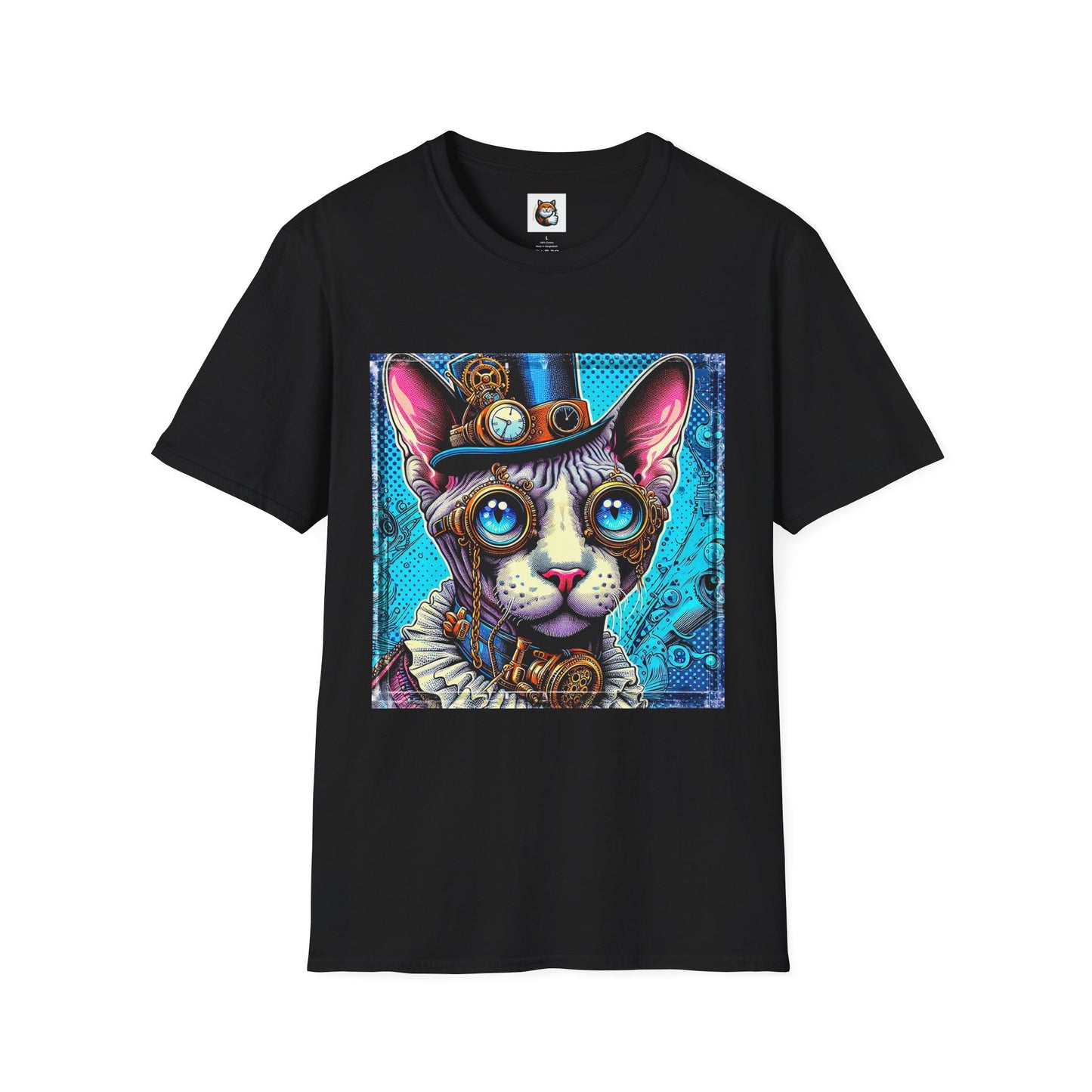 Devon Rex steam punk  Unisex Softstyle T-Shirt