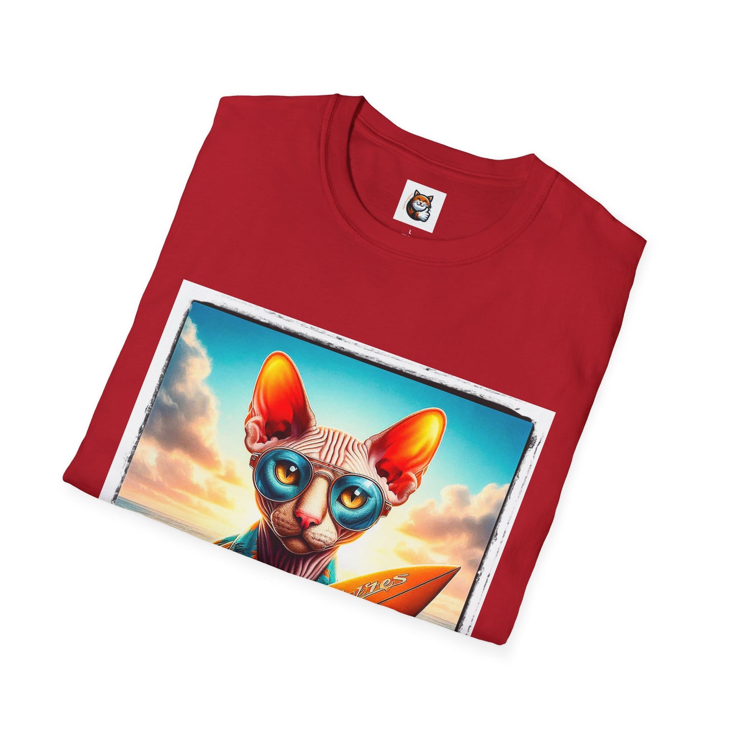 Cornish Rex Cat beach surfer  T-Shirt