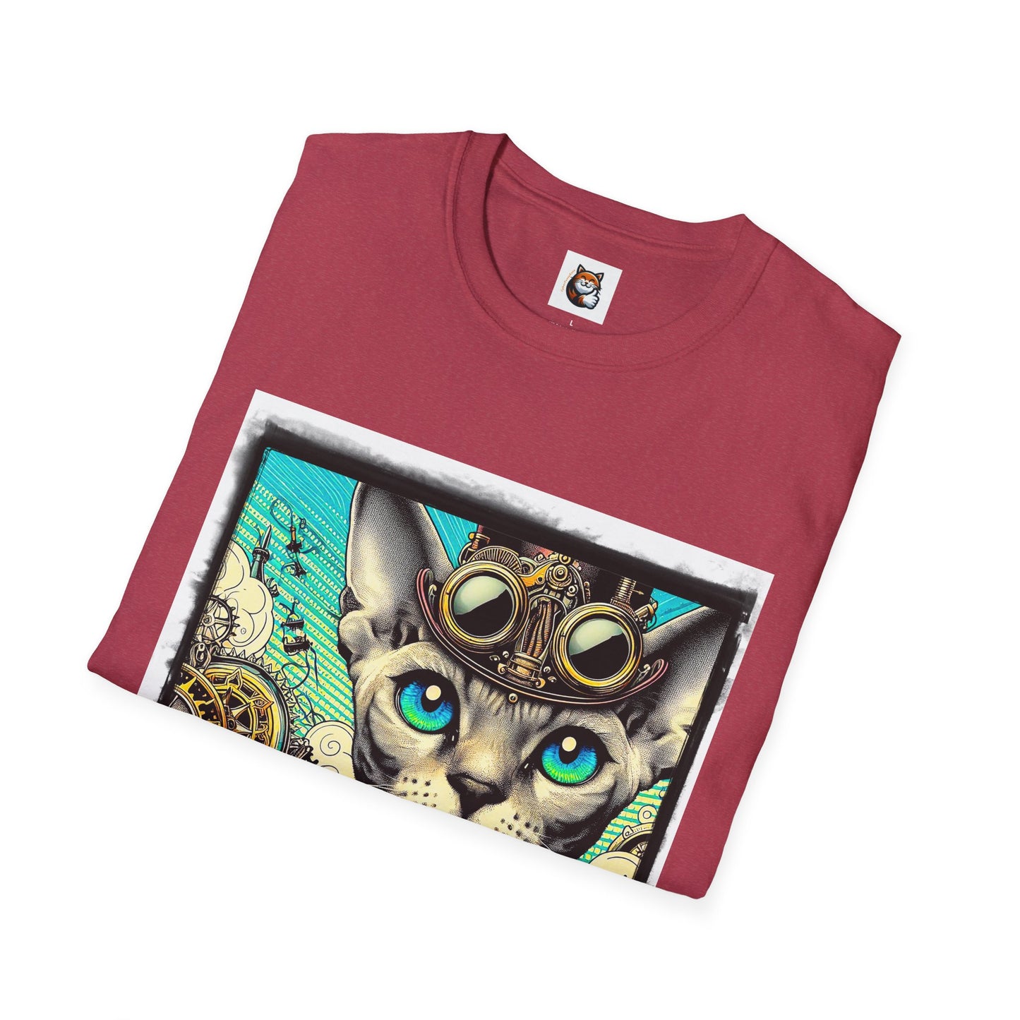 Devon Rex Cat steam punk Softstyle T-Shirt