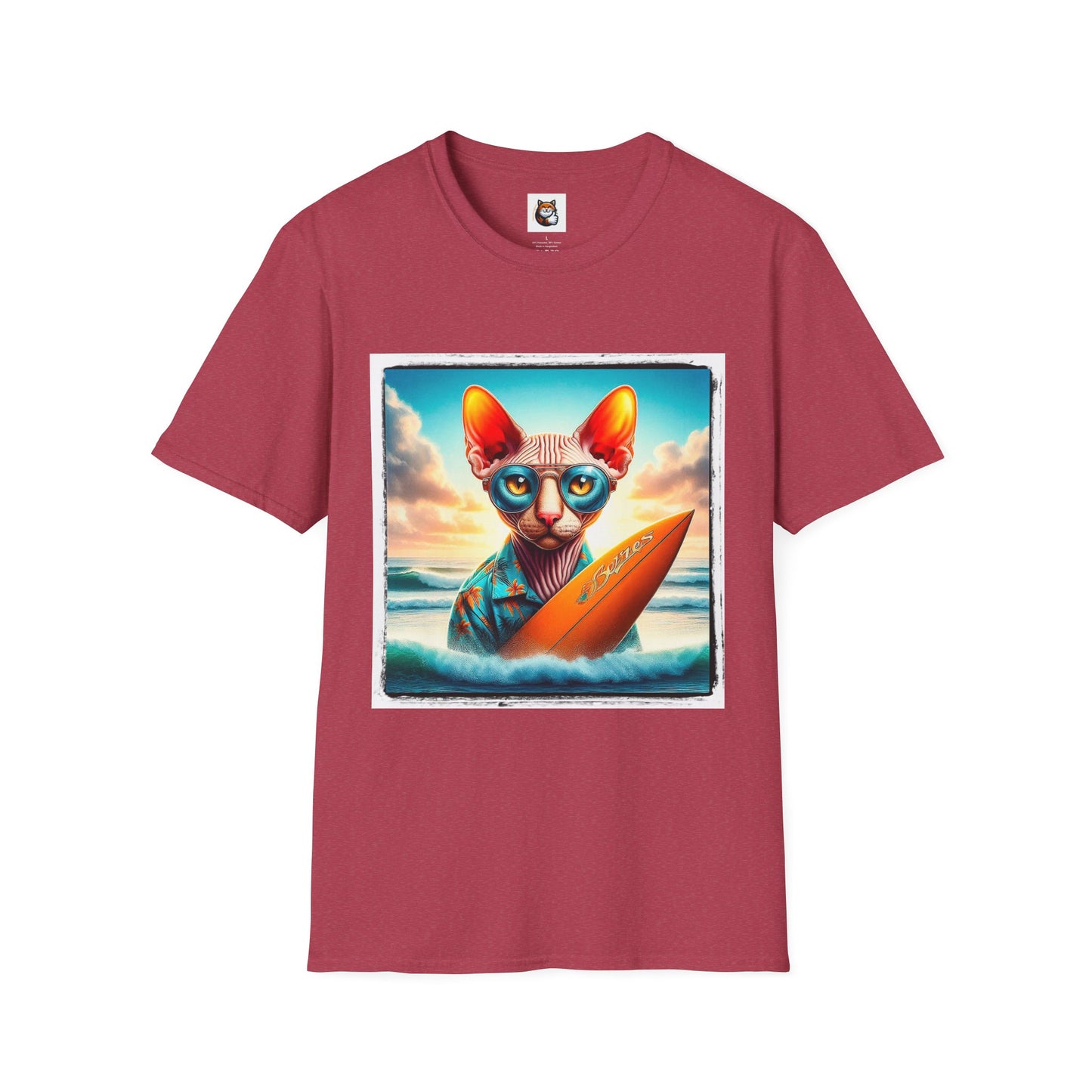 Cornish Rex Cat beach surfer  T-Shirt