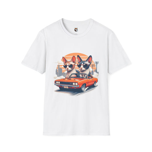 Wacky Cornish Rex Cat couple driving  T-Shirt