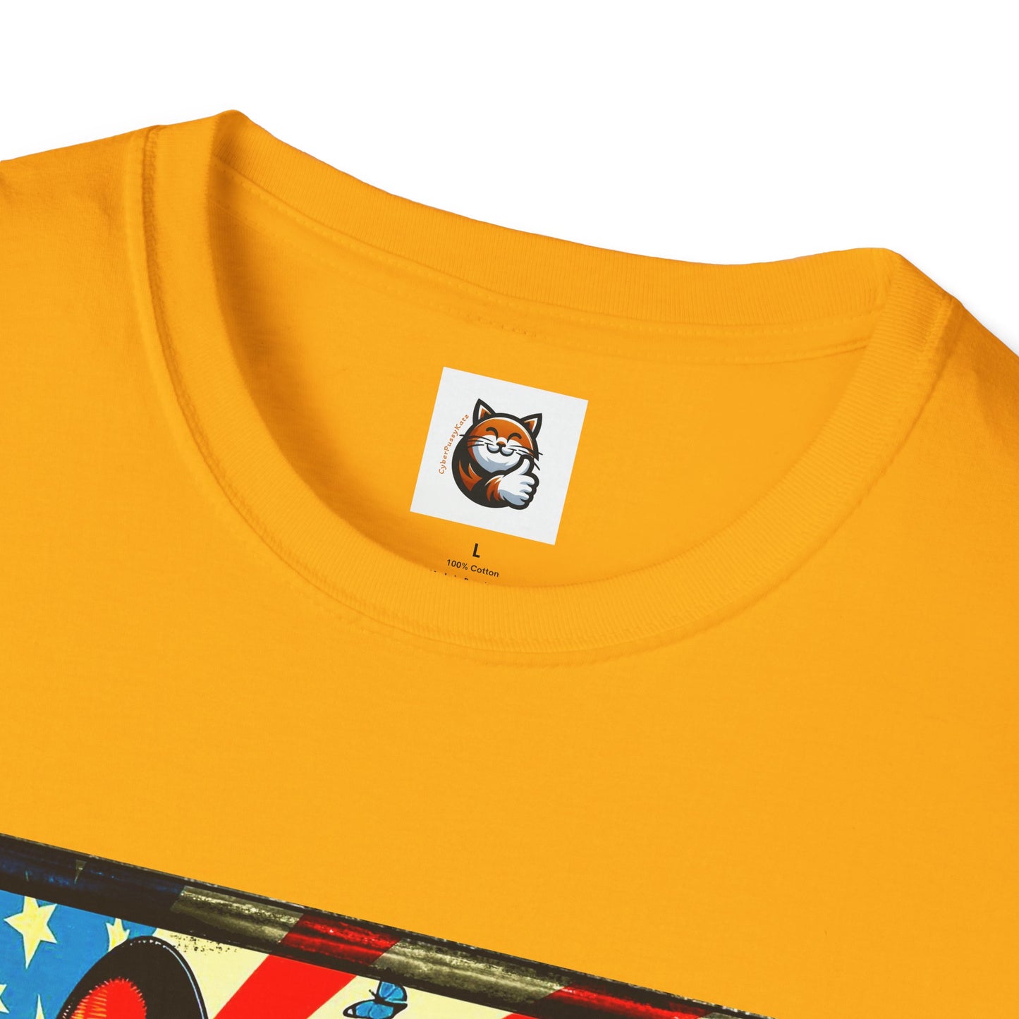 Devon Rex Cat American flag  Softstyle T-Shirt