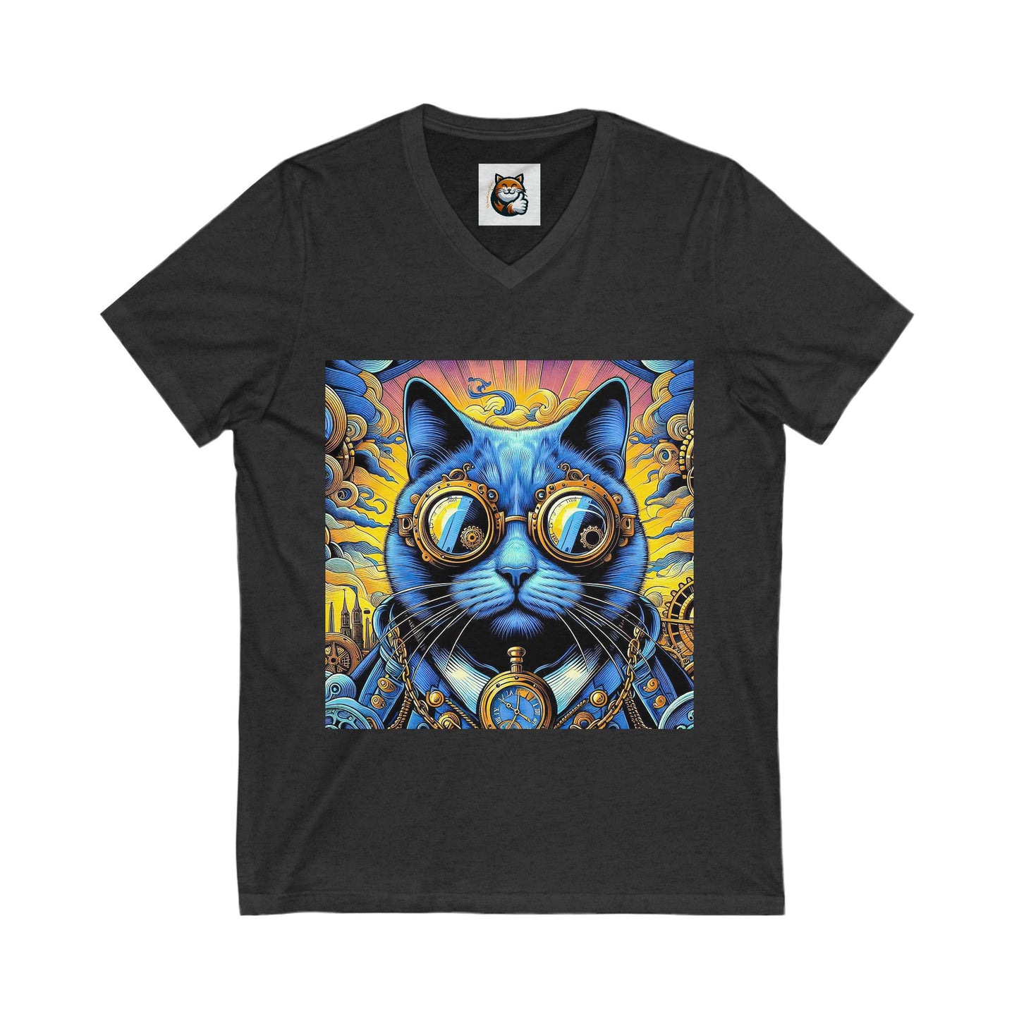 Russian Blue Cat steam punk  V-Neck Tee