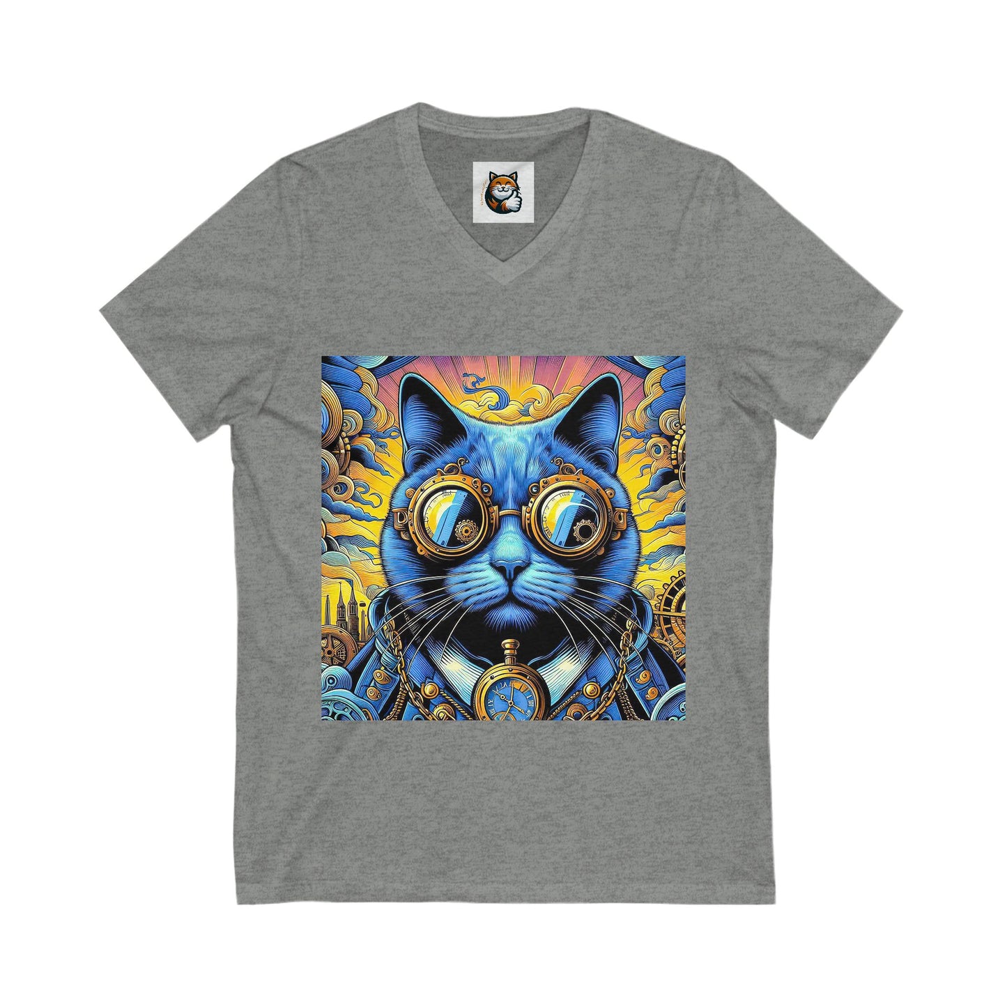 Russian Blue Cat steam punk  V-Neck Tee