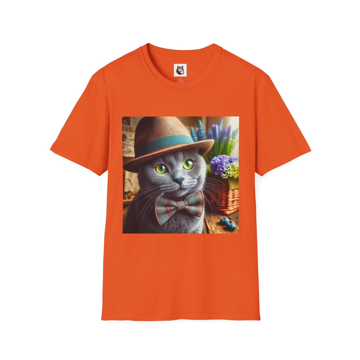 Russian Blue Cat hat and bow tie T-Shirt