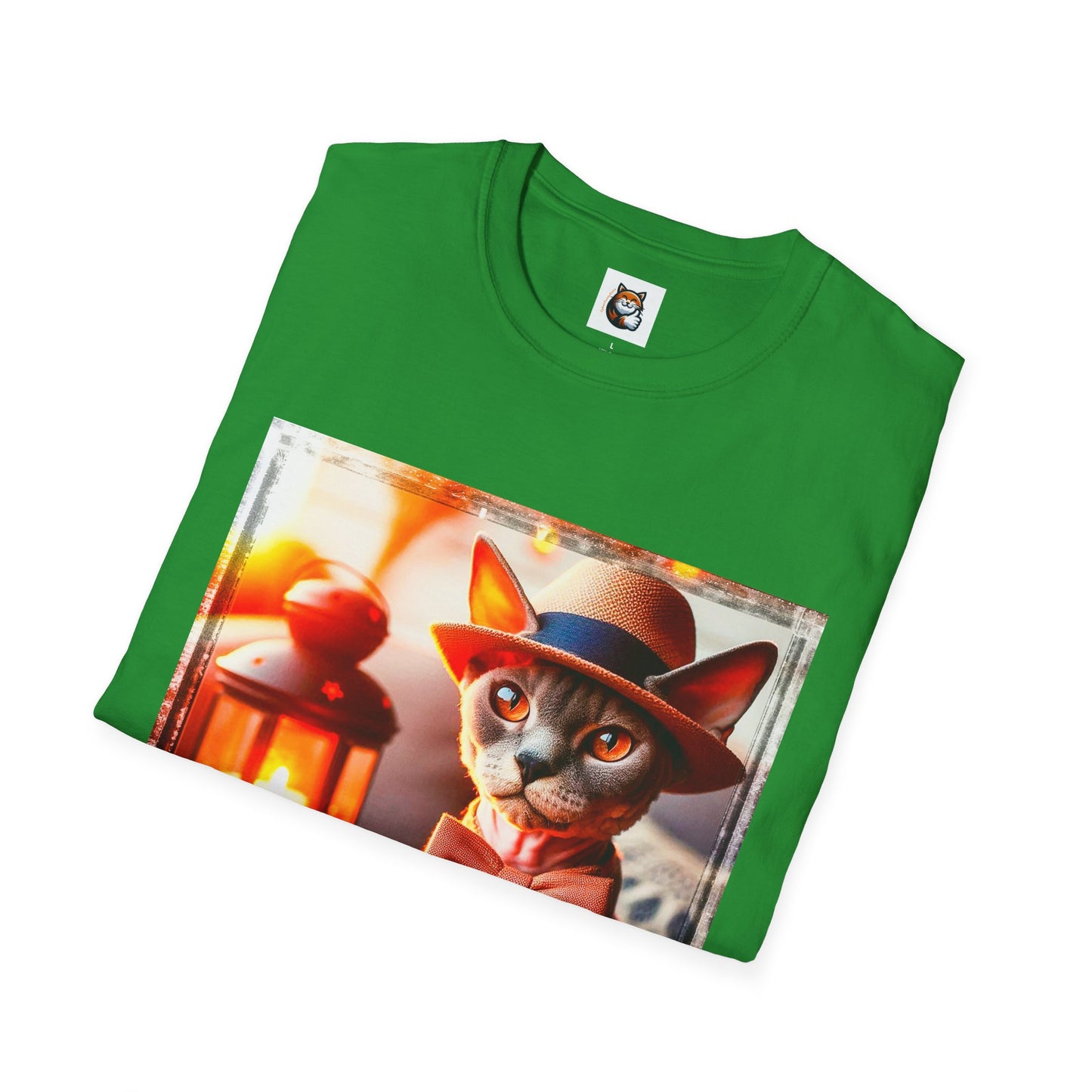 Devon Rex Cat hat and tie  Softstyle T-Shirt