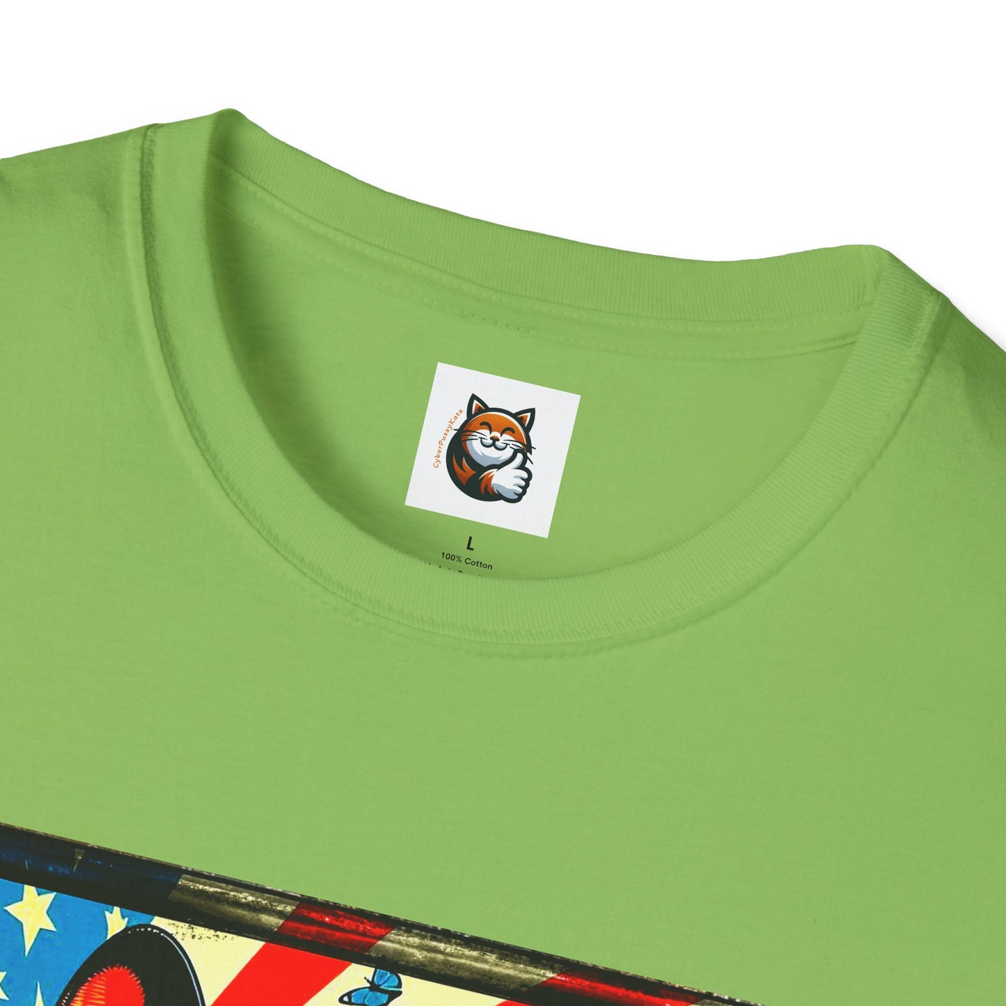 Devon Rex Cat American flag  Softstyle T-Shirt