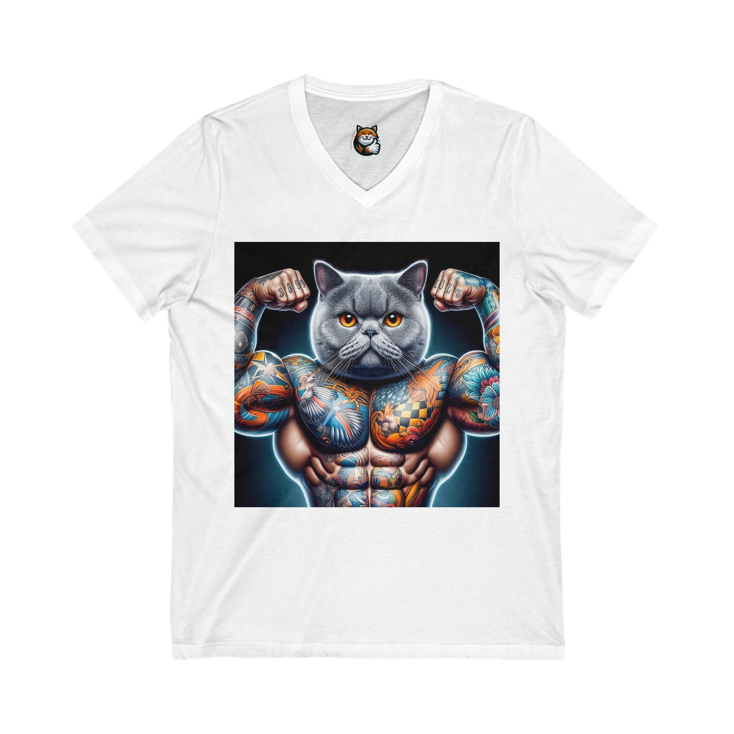 British Shorthair Unisex Jersey Short Sleeve V-Neck Tee