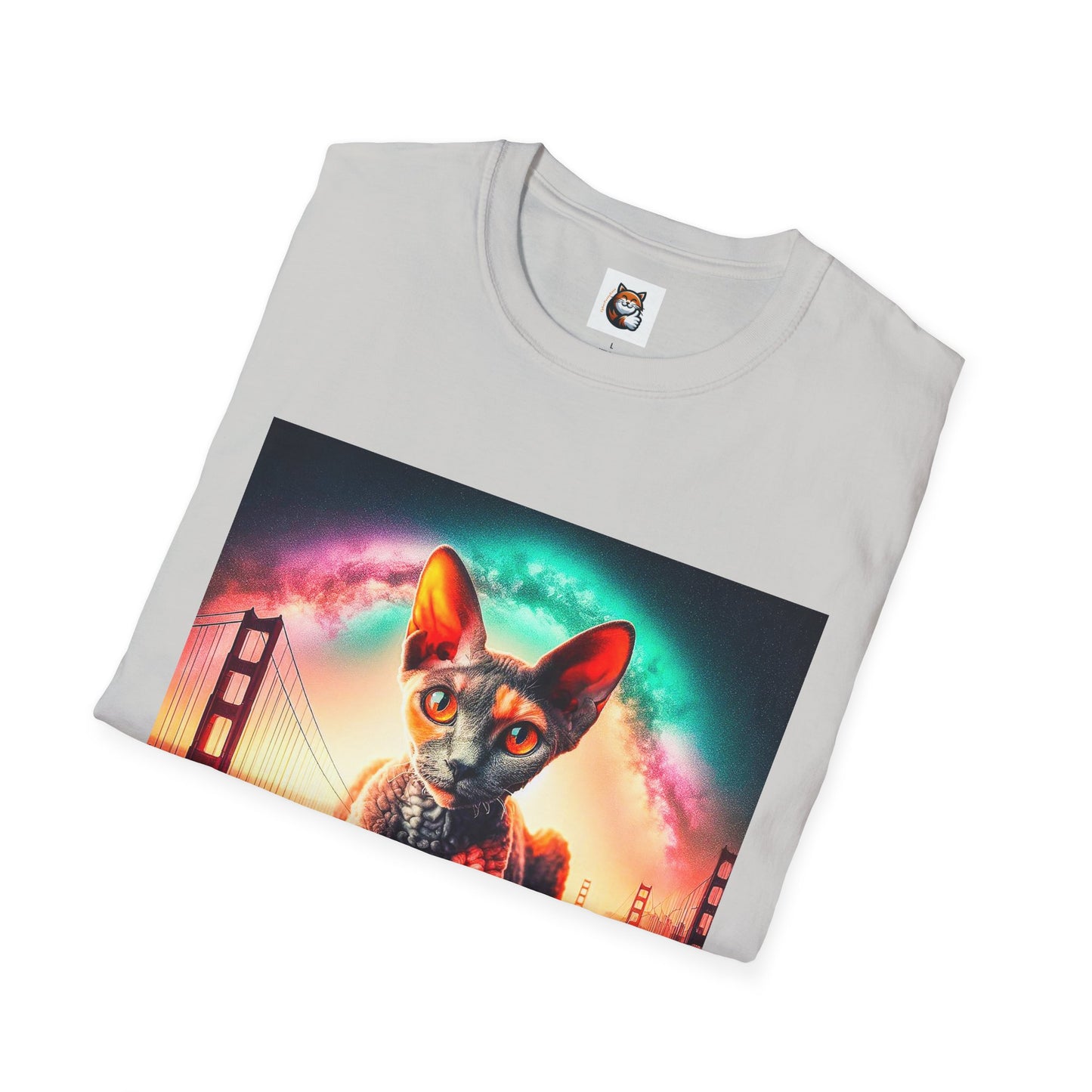 Devon Rex rainbow  Unisex Softstyle T-Shirt