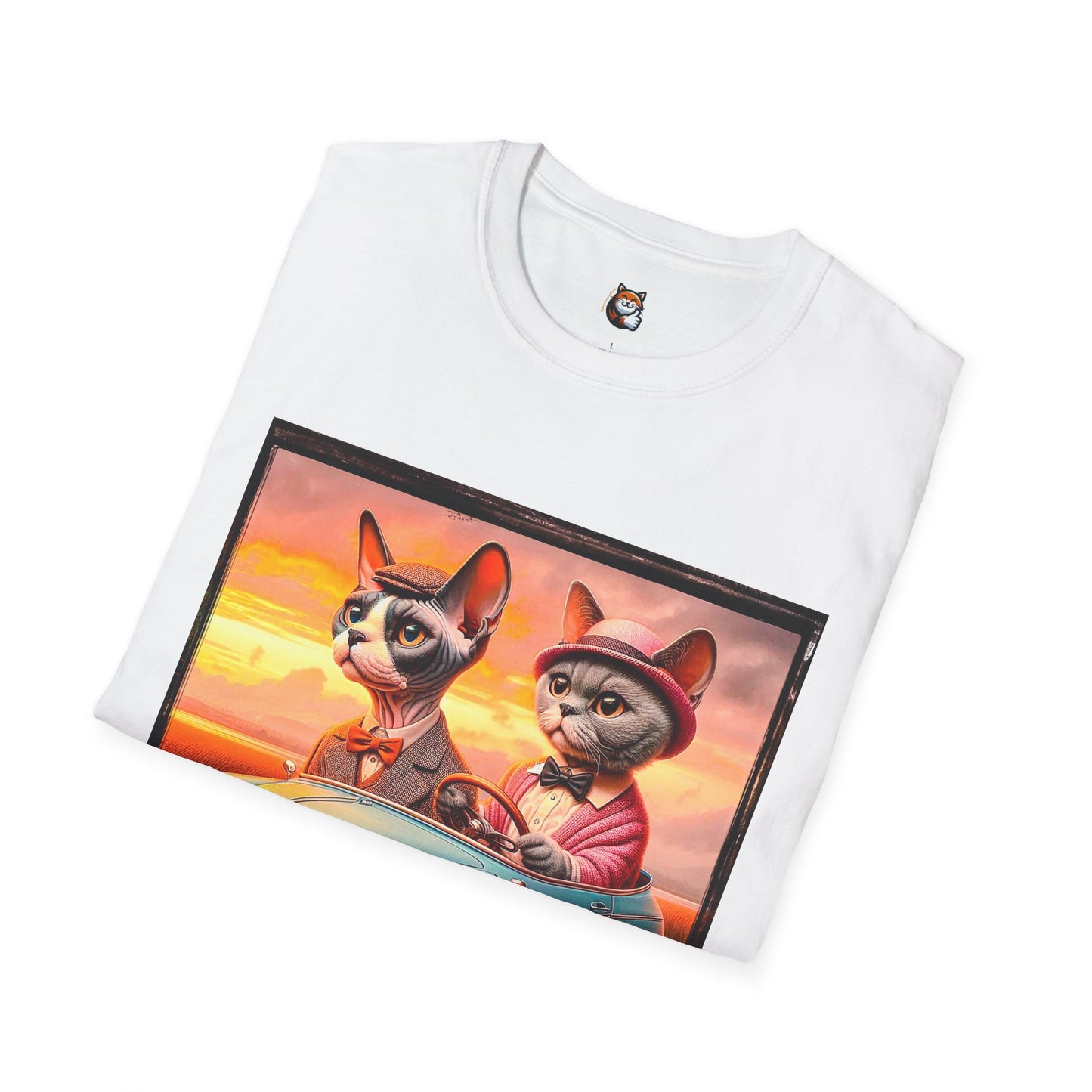 Wacky Devon Rex driving Unisex Softstyle T-Shirt