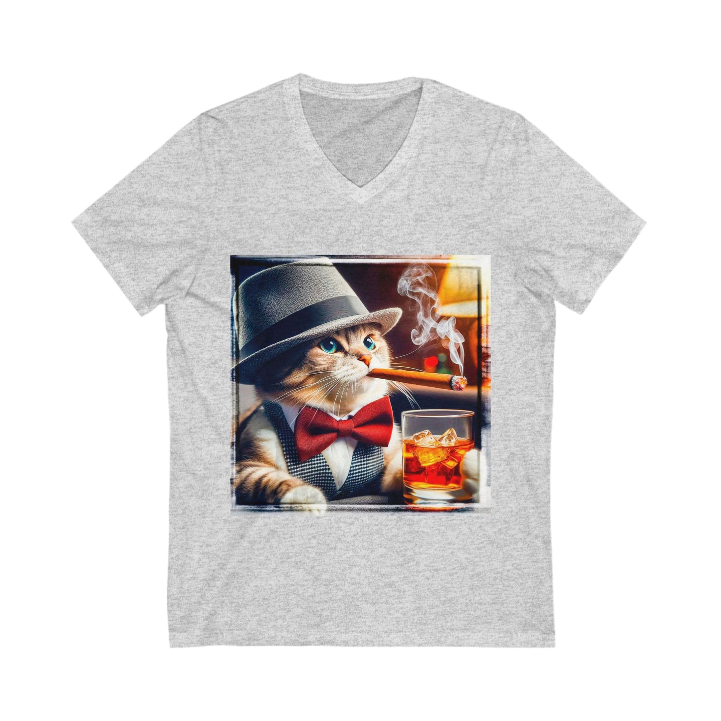 Domestic Cat whiskey and cigars  V-Neck Tee