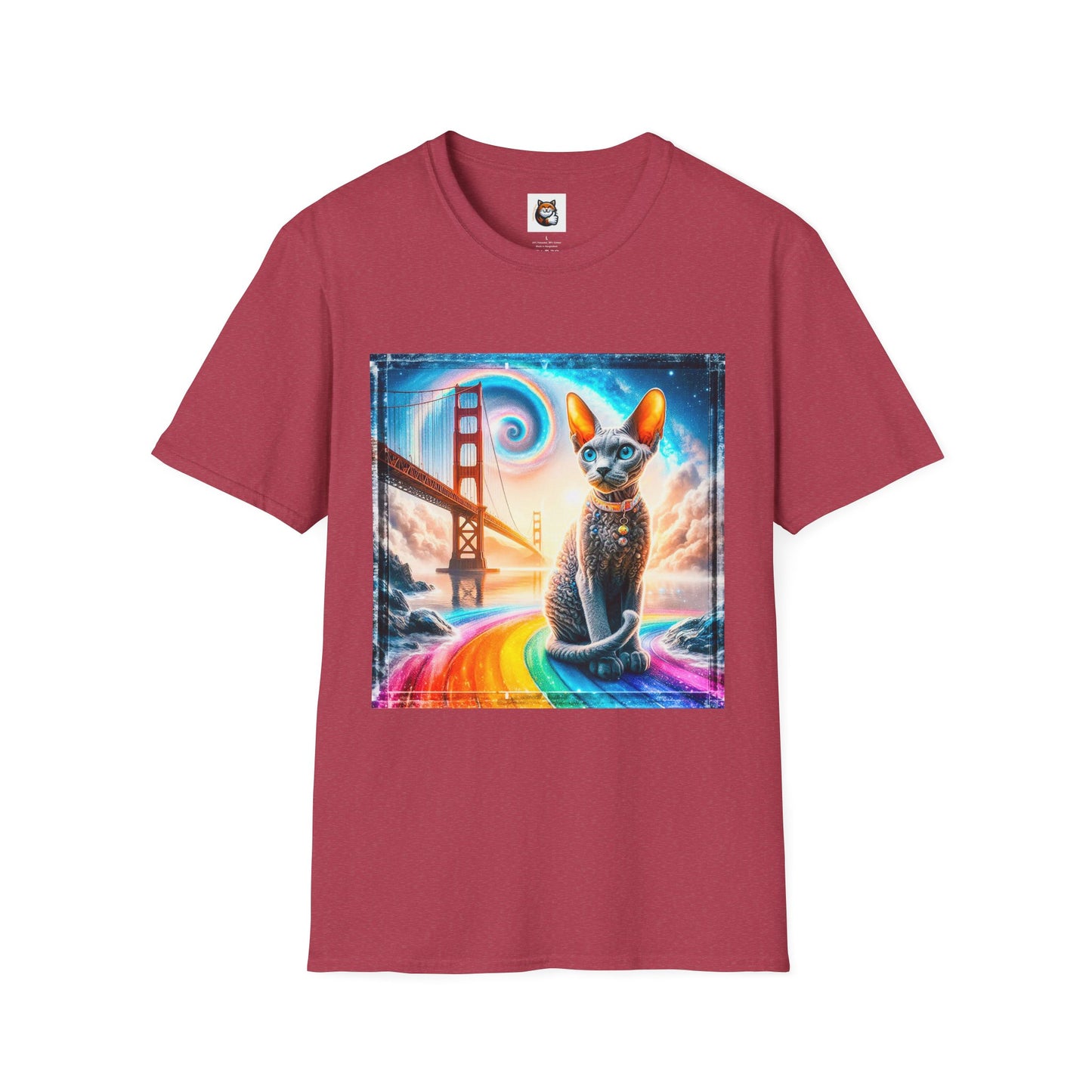 Devon Rex Unisex rainbow bridge Softstyle T-Shirt