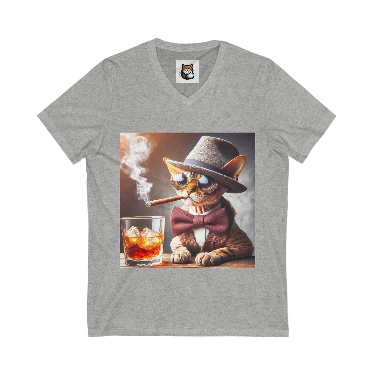 Devon Rex smoking cigar Jersey Short Sleeve V-Neck Tee