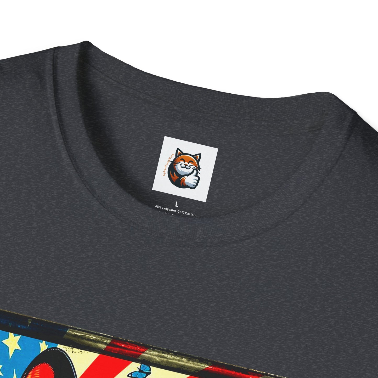 Devon Rex Cat American flag  Softstyle T-Shirt